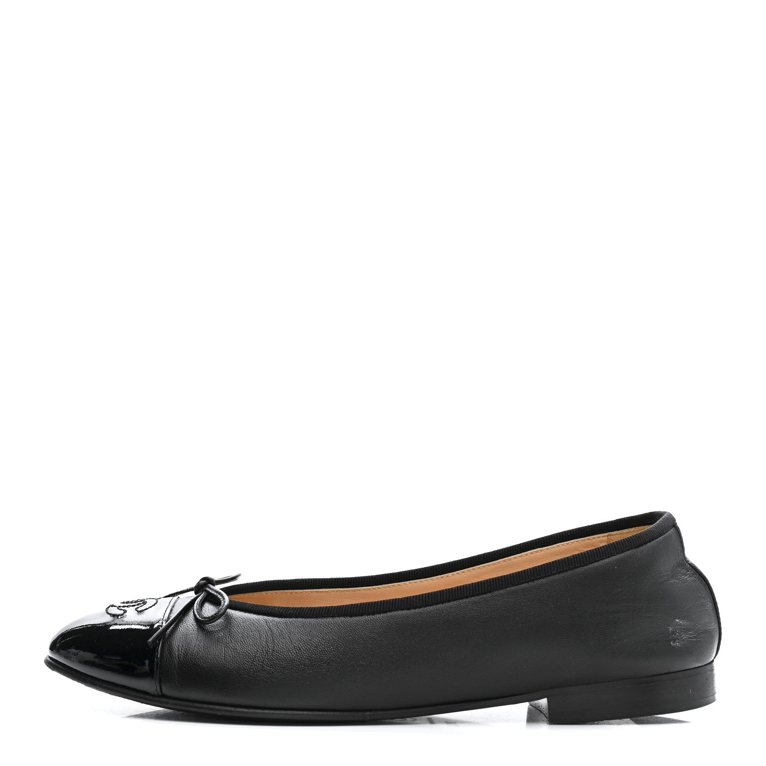 Chanel Lambskin Patent Cap Toe Ballerina Flats 39.5 Black 1774106