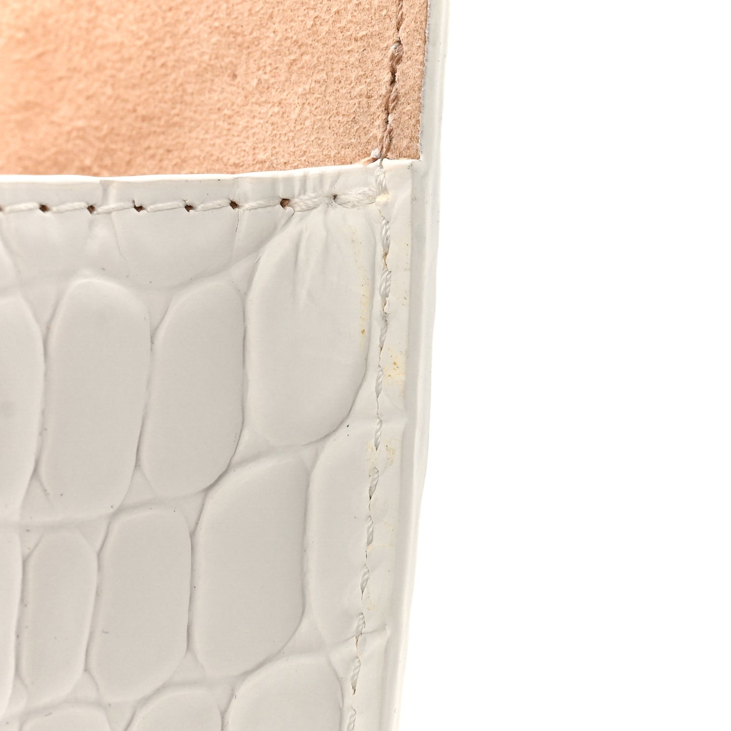 Calfskin Crocodile Embossed Knuckle Flat Clutch White
