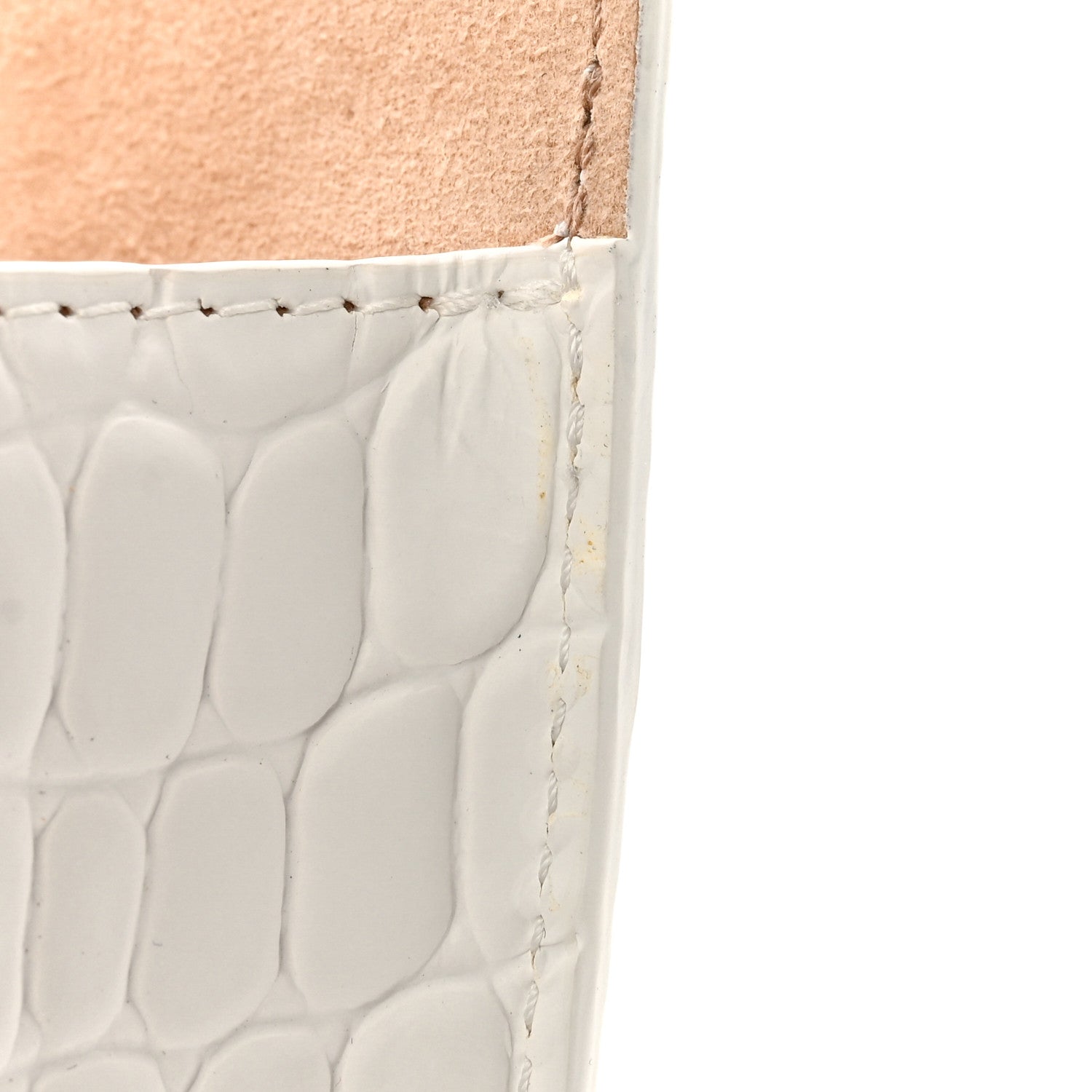 Alexander McQueen Calfskin Crocodile Embossed Knuckle Flat Clutch White 8 of 11