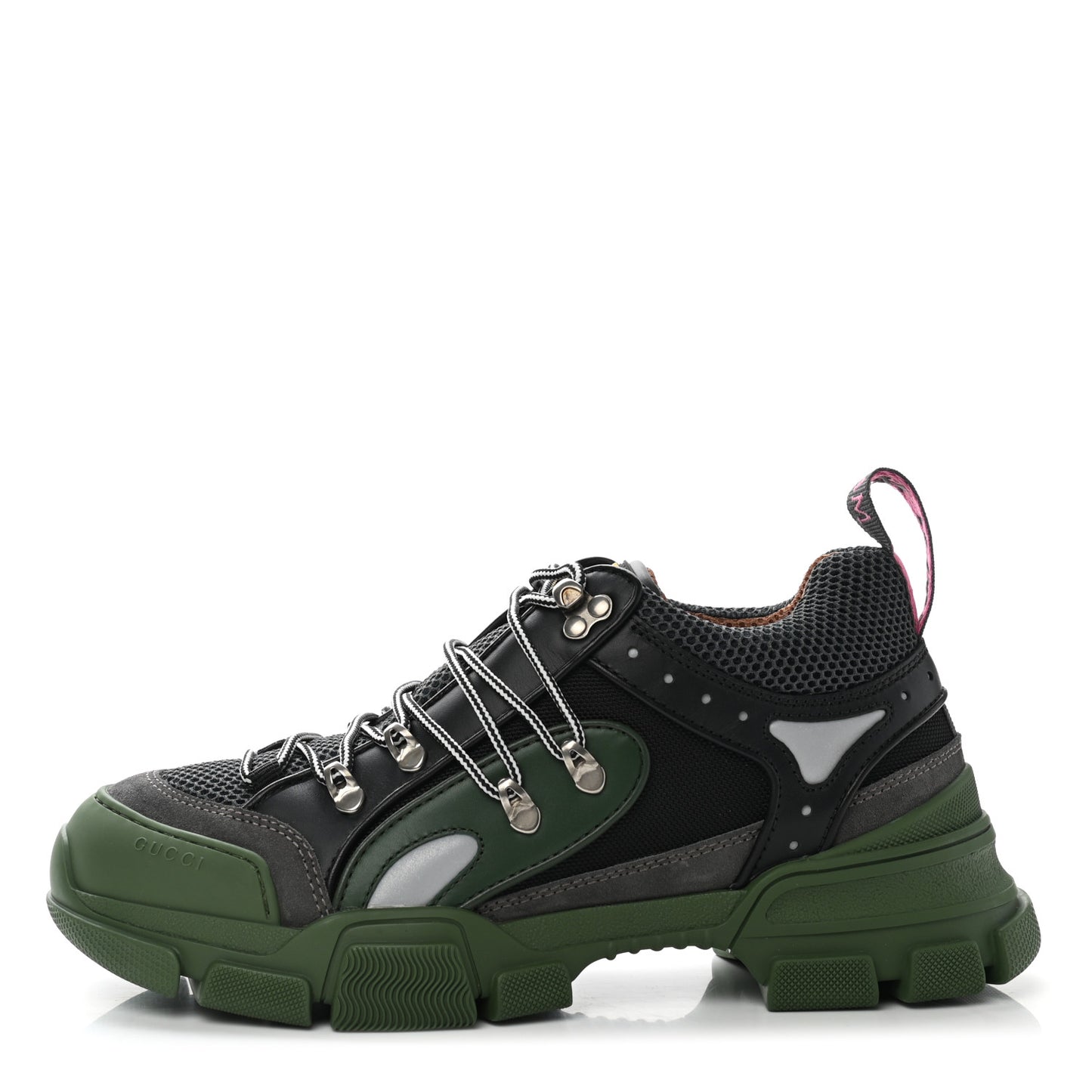 X SEGA Mesh Suede Calfskin Mens Flashtrek Sneakers 8 Loess Black Olive Green