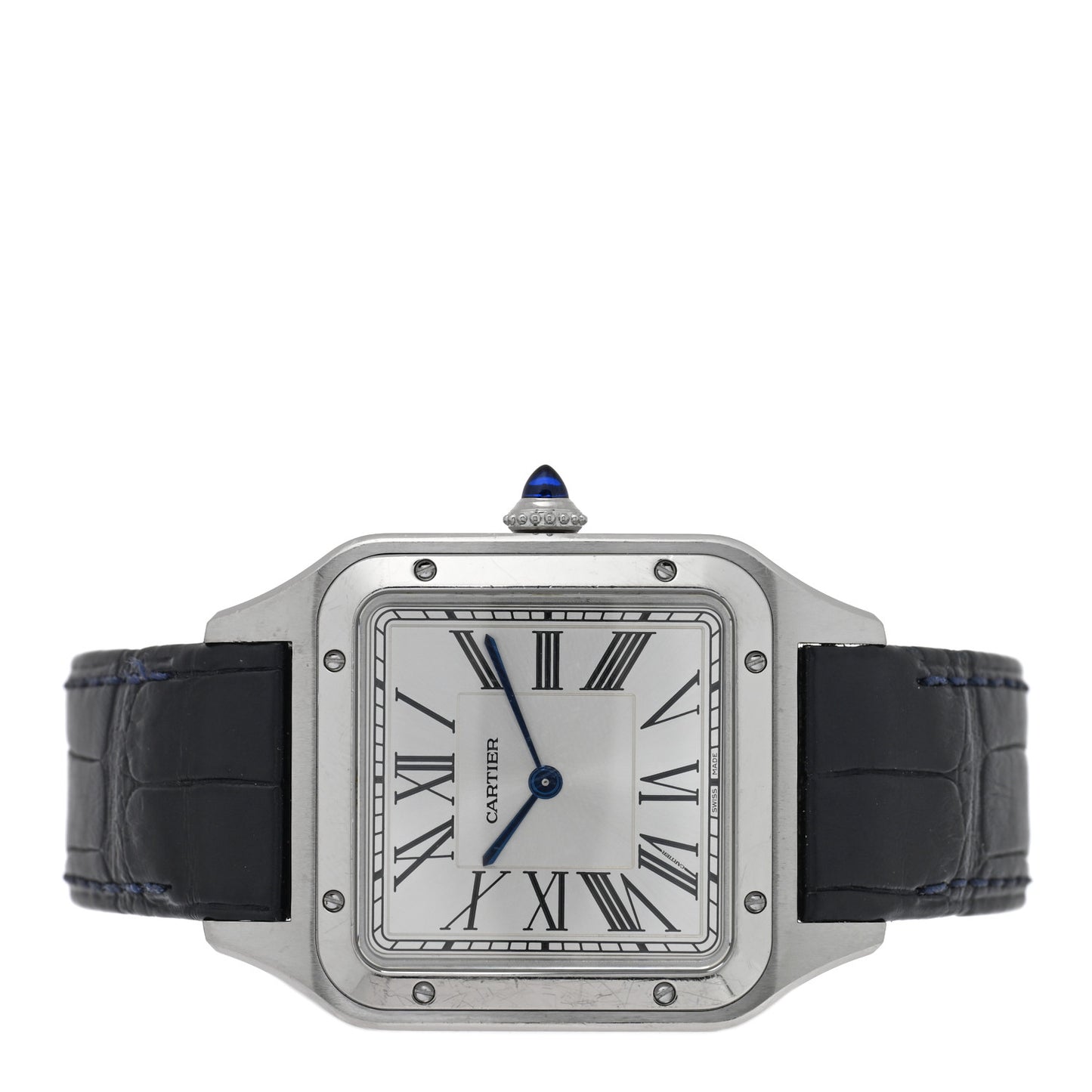 Stainless Steel Alligator 31.4mm Santos Dumont Quartz Watch Blue