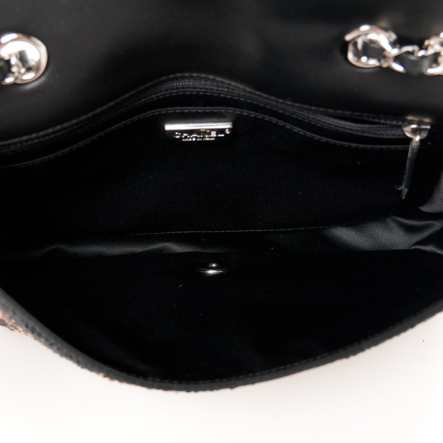 Sequin Medium Single Flap Black Gold