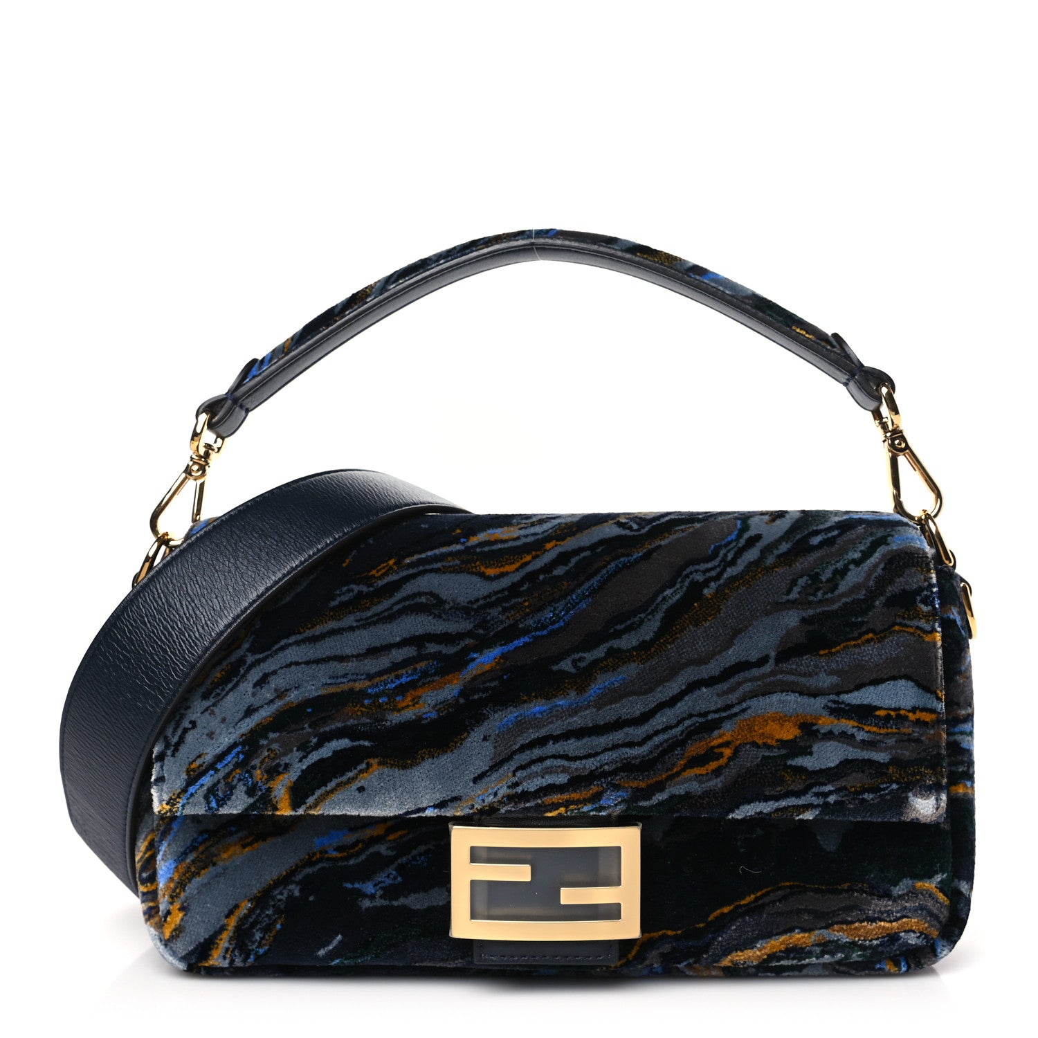 Fendi Velvet Tappetino Marble Baguette Bleu Multicolor 1502539