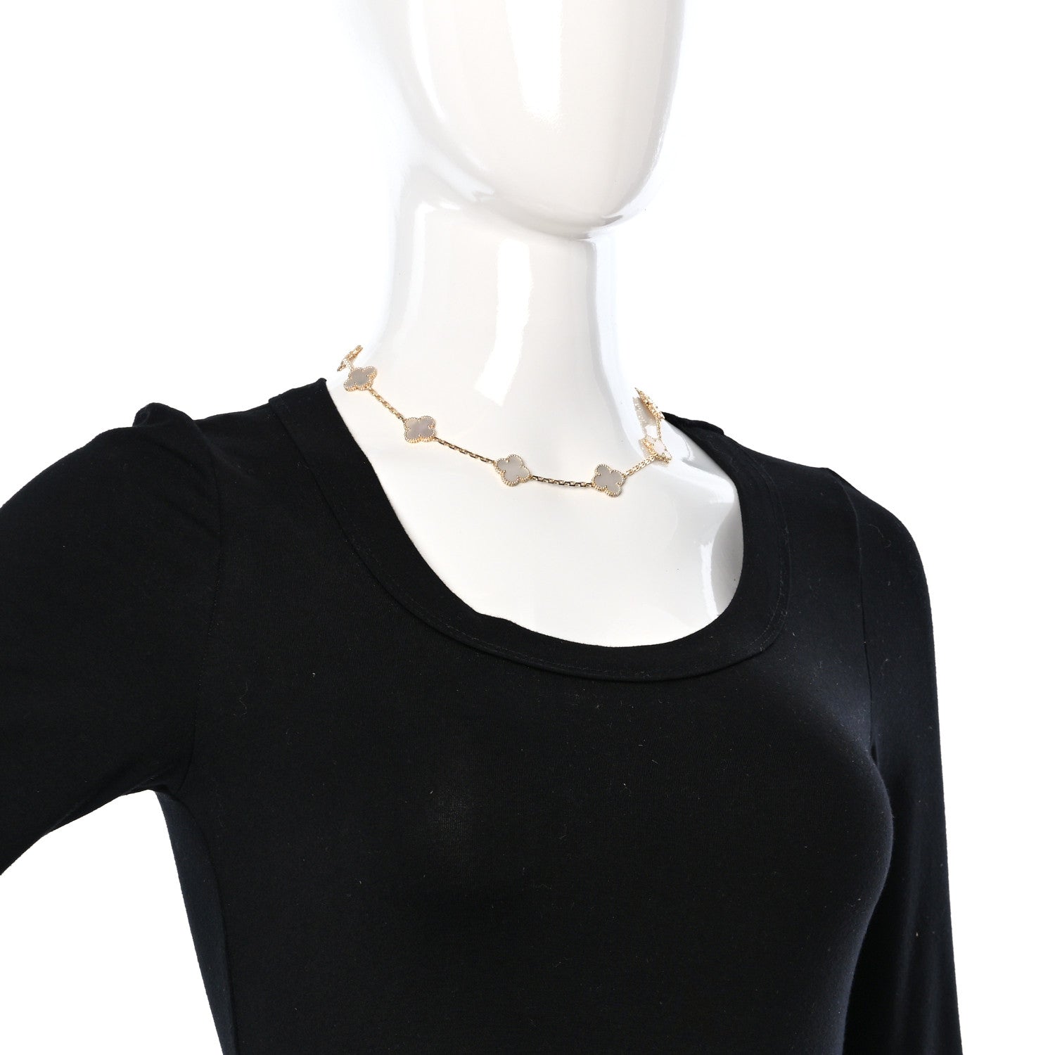 Van Cleef & Arpels 18K Yellow Gold Mother of Pearl 10 Motifs Vintage Alhambra Necklace 2 of 6