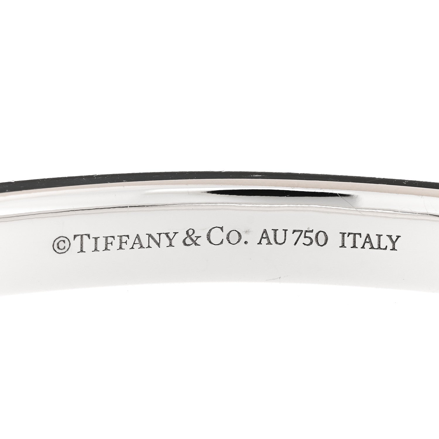 Tiffany 18K White Gold Diamond T Hinged Bangle Bracelet 3 of 4