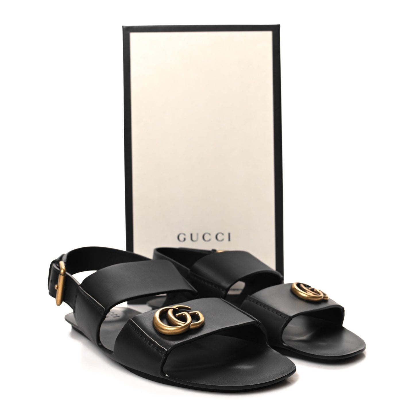 Calfskin Mens GG Marmont Sandals 11 Black
