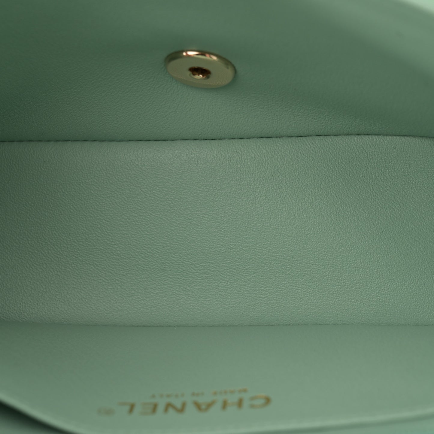 Lambskin Quilted Mini Rectangular Flap Light Green