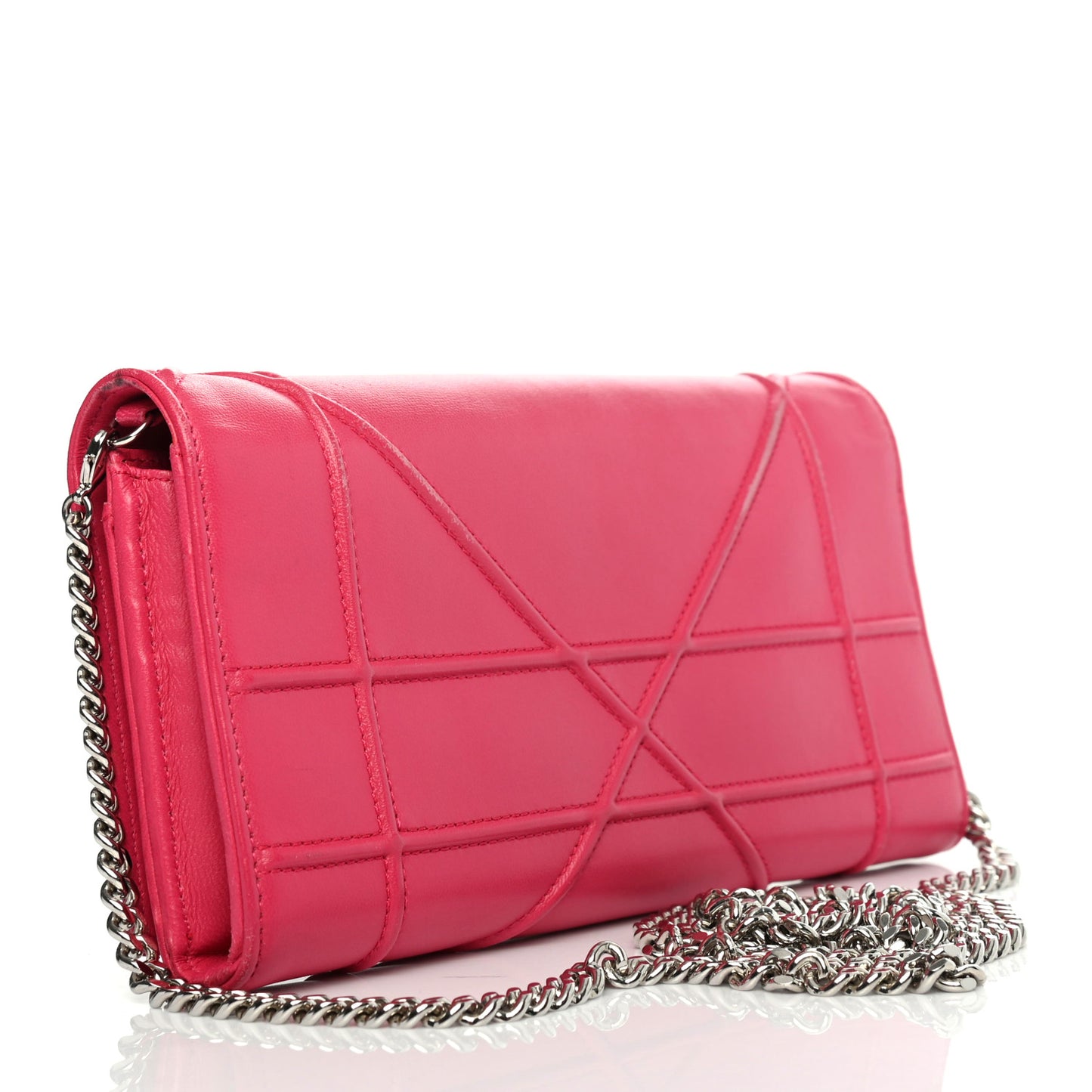 Lambskin Diorama Croisiere Chain Wallet Fuchsia
