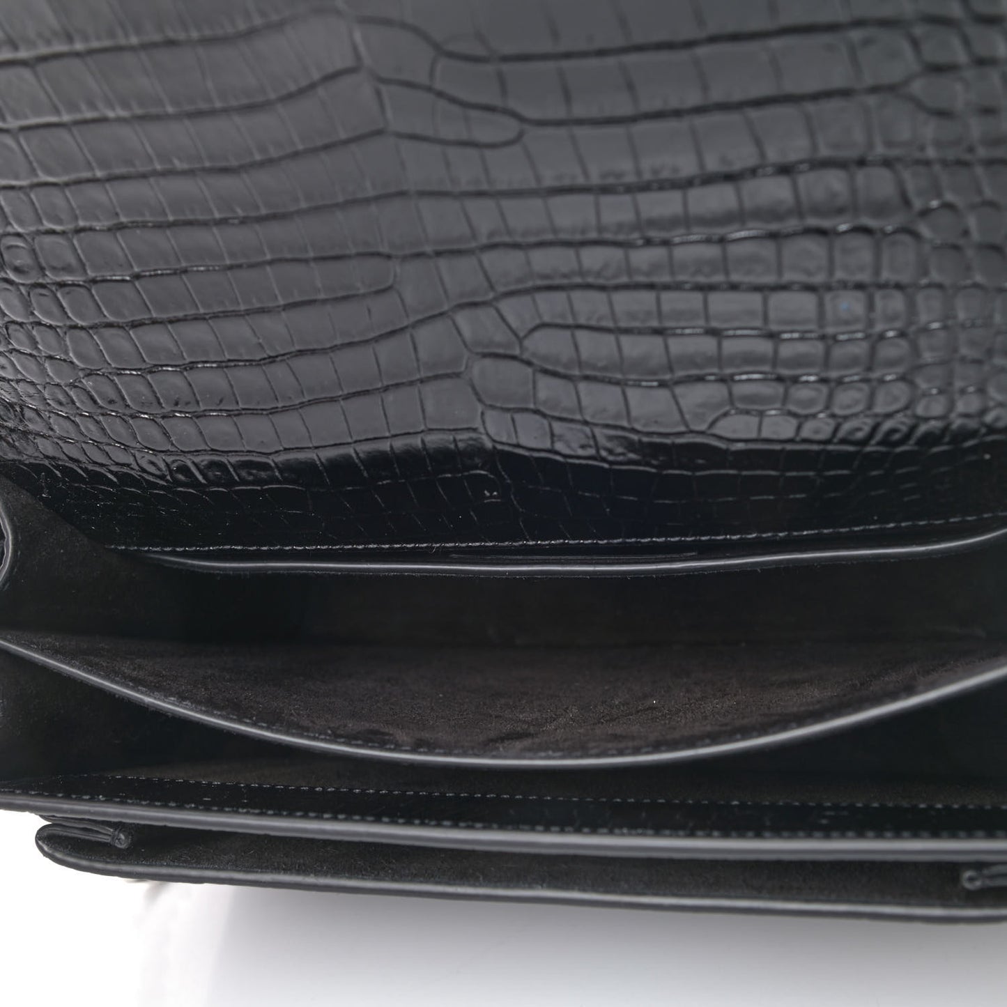 Calfskin Crocodile Embossed Medium Monogram Sunset Black