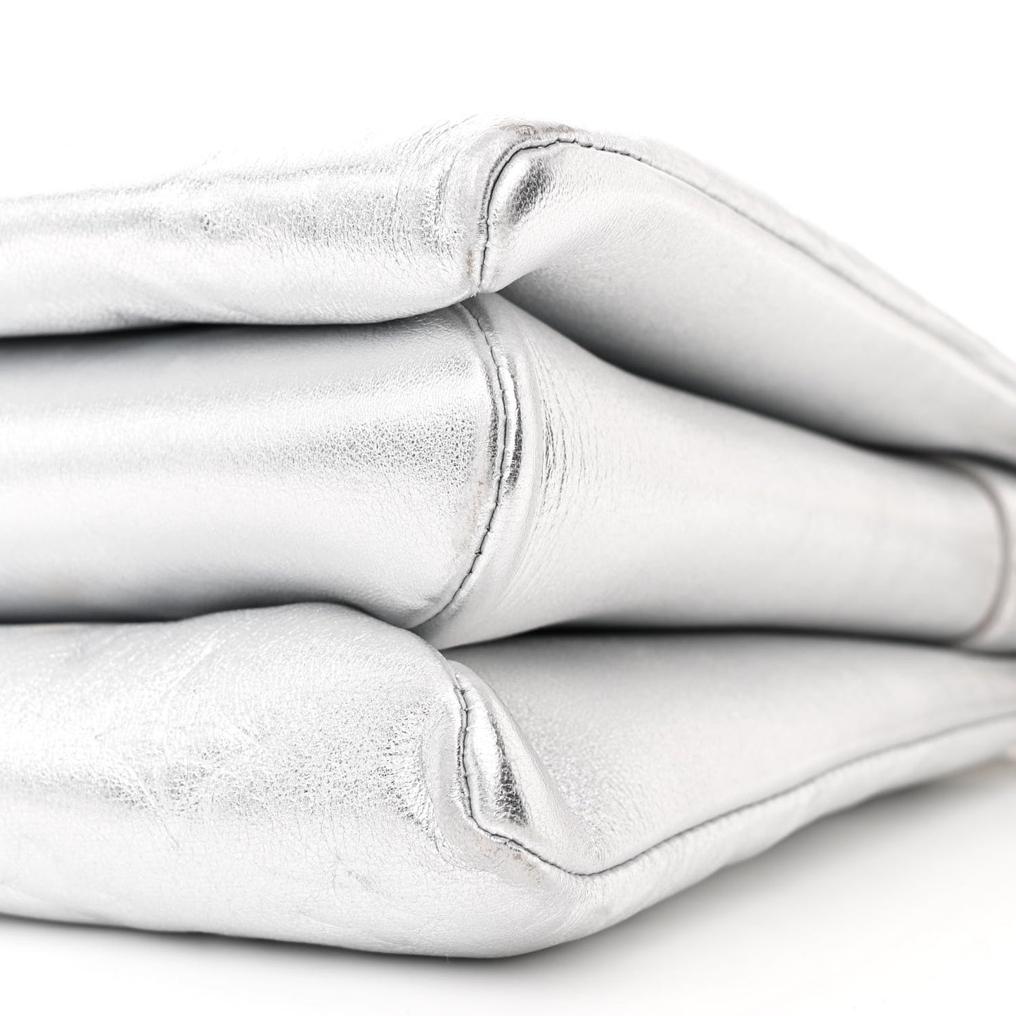 Metallic Lambskin Embossed Monogram Coussin PM Silver