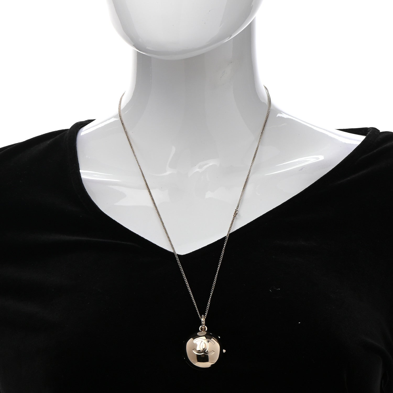 Chanel Metal CC Locket Necklace Gold 2 of 8