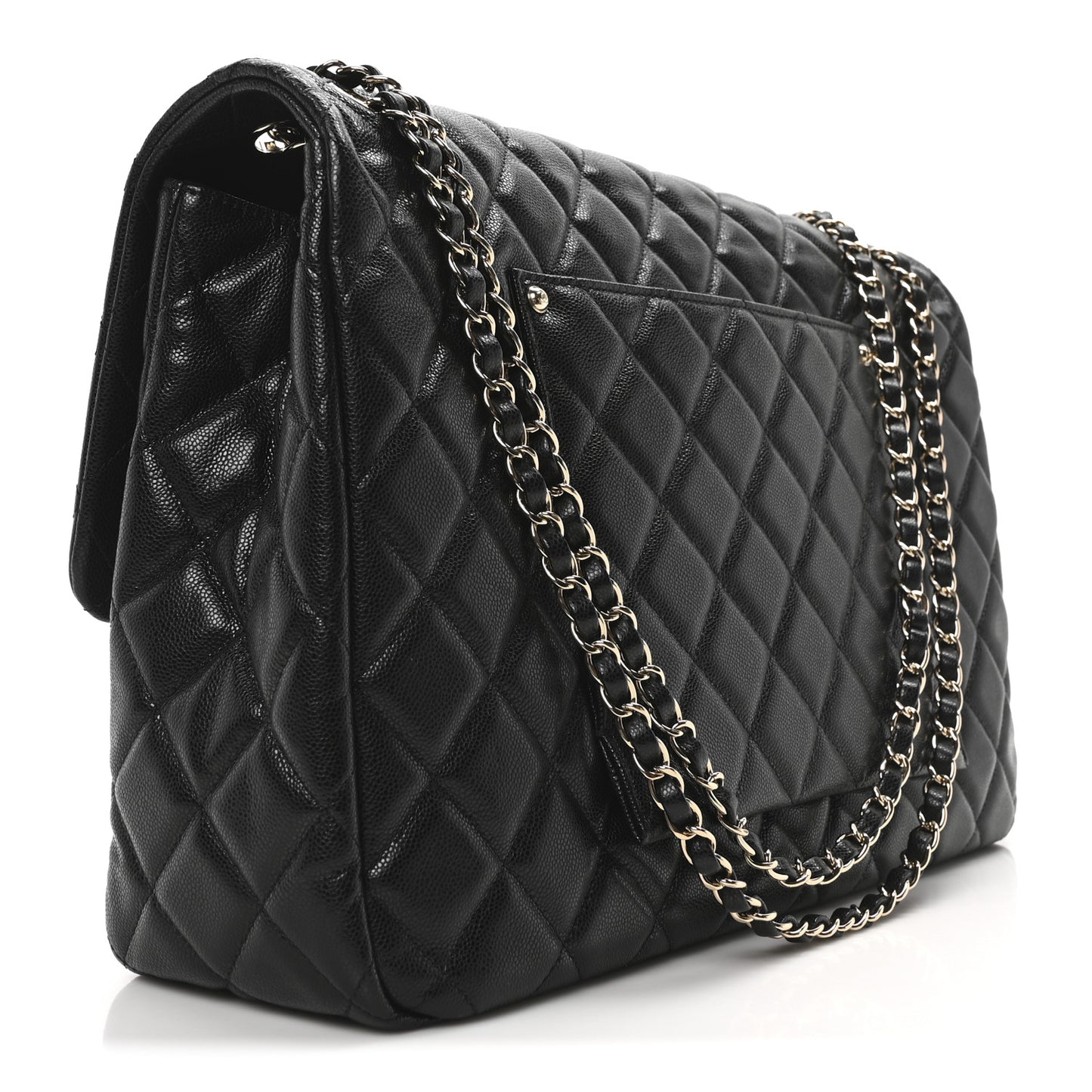 Caviar Quilted XXL Travel Flap Bag Black
