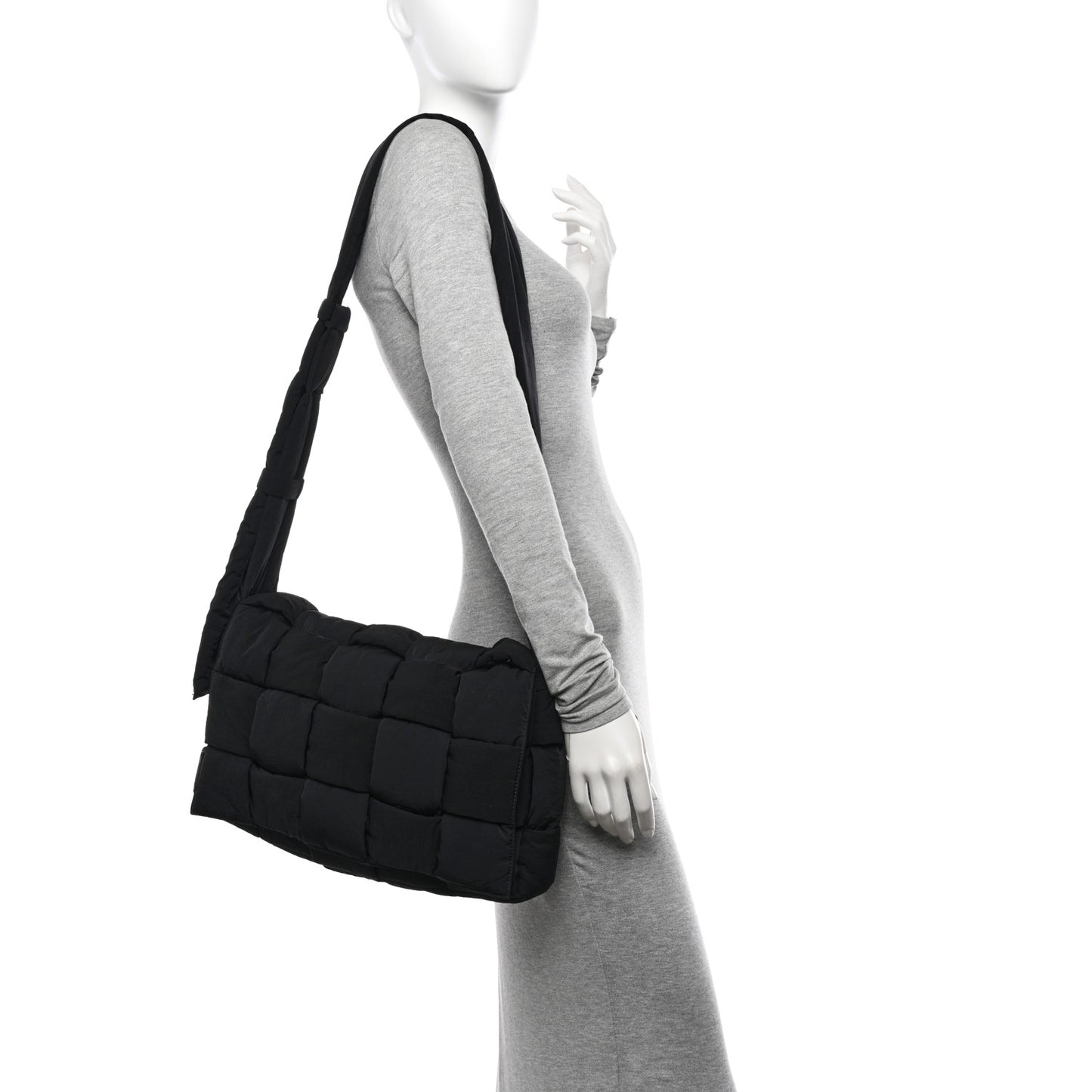 Nylon Intrecciato Padded Tech Maxi Cassette Bag Black