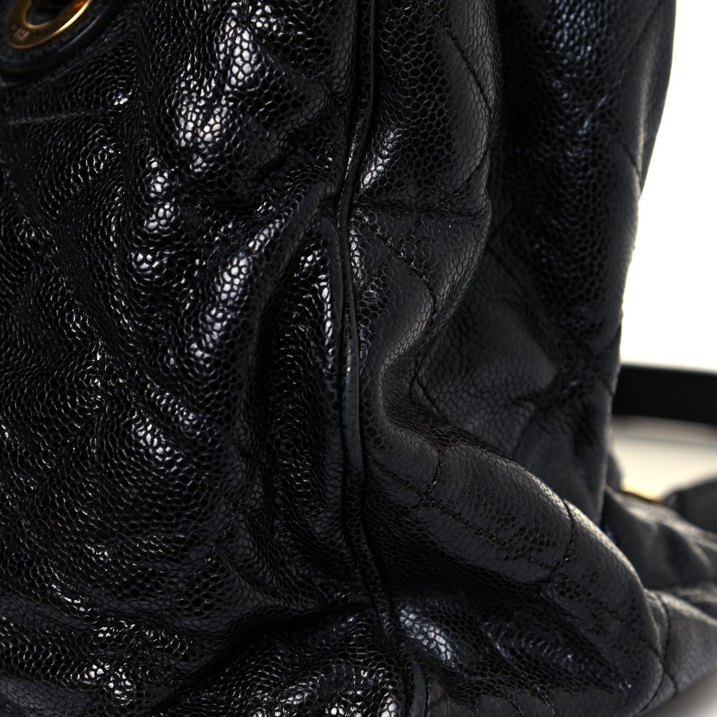 Glazed Caviar Quilted Small Shiva Tote Black