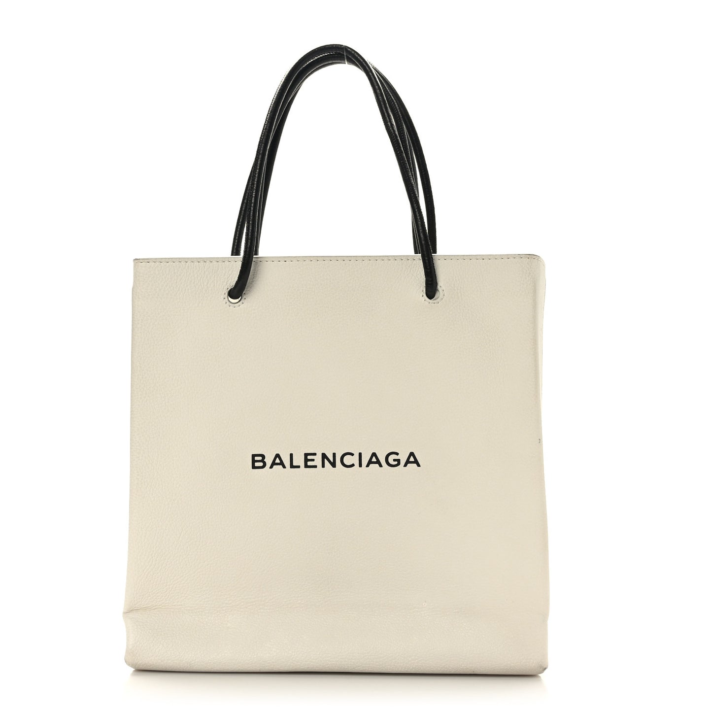 Calfskin Logo Small Shopping Tote White