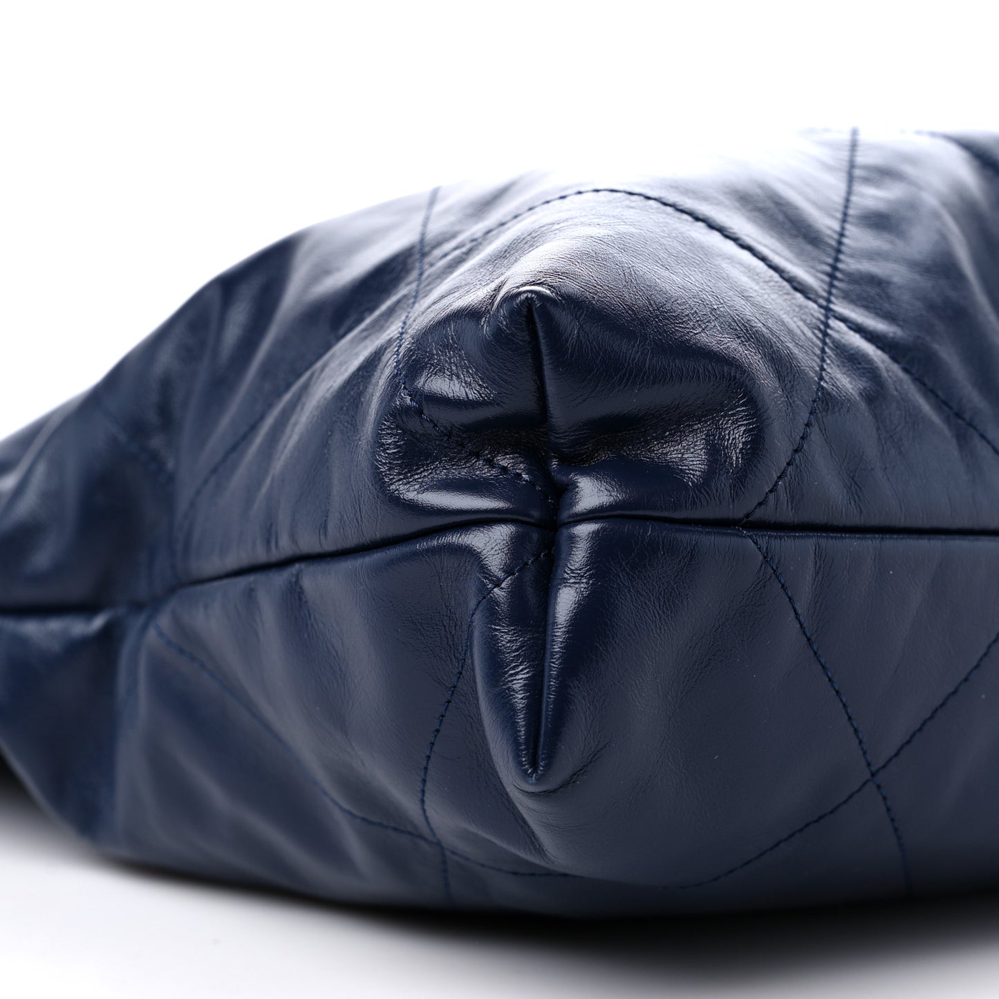 Shiny Calfskin Quilted Chanel 22 Navy Blue