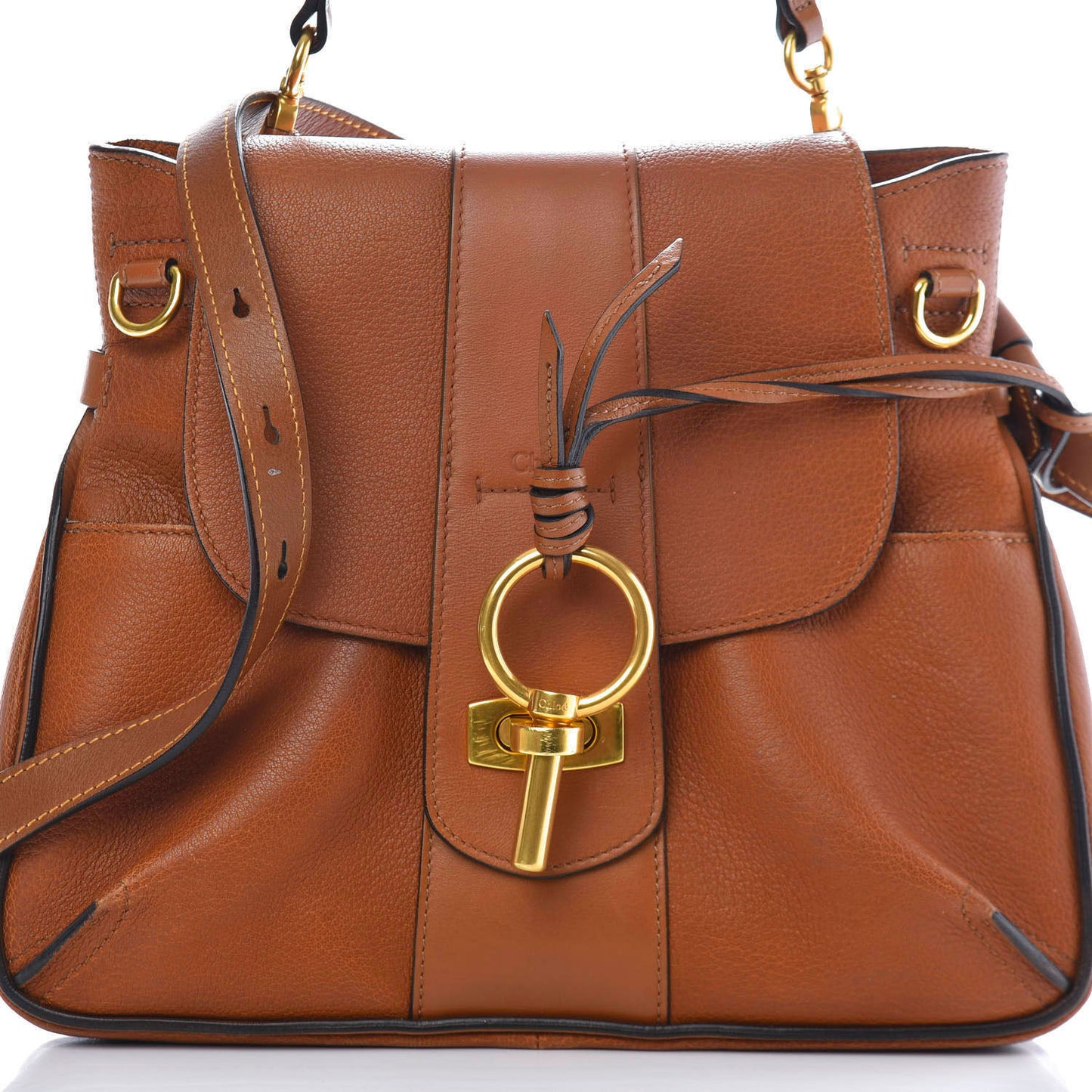 Grained Lambskin Small Lexa Shoulder Bag Mustard Brown
