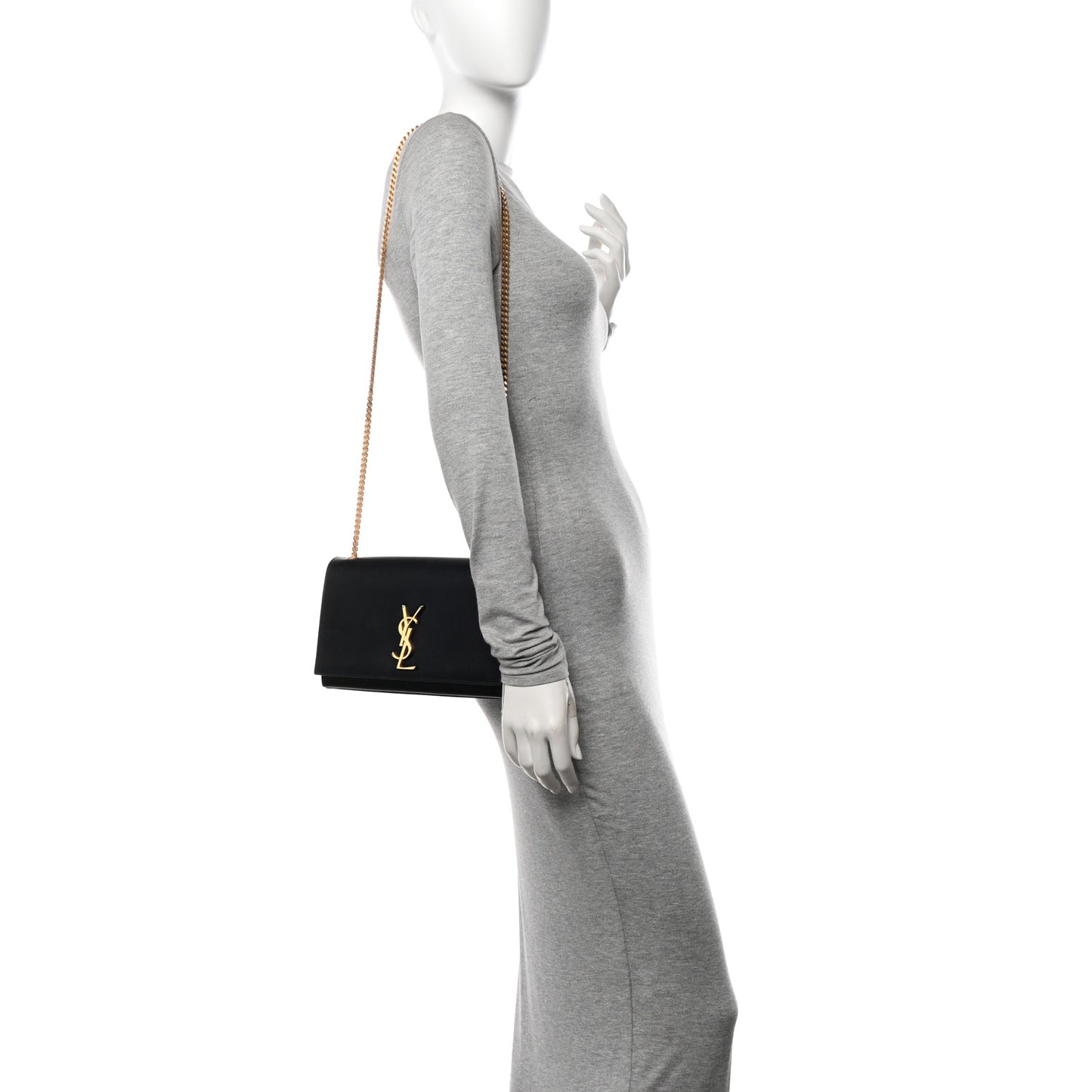 Grain De Poudre Medium Classic Monogram Kate Satchel Black