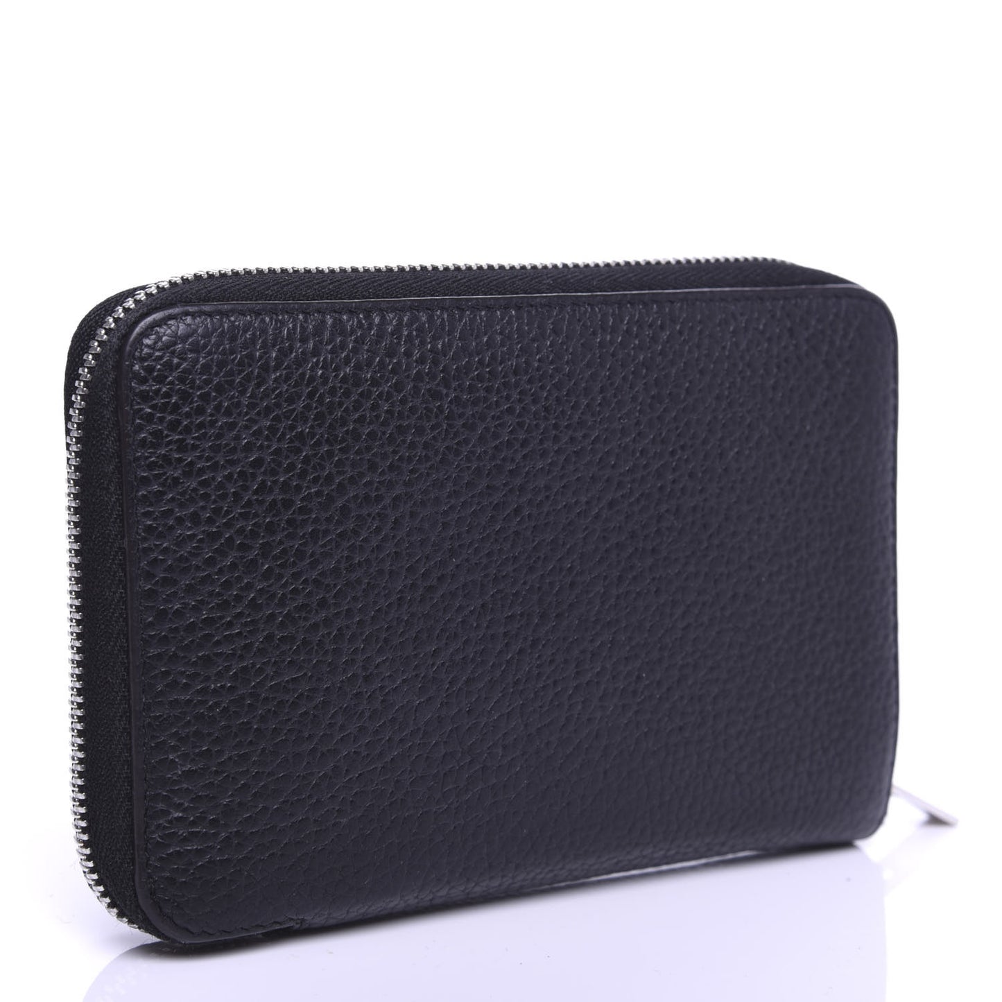 Drummed Calfskin Zip Around Multifunction Wallet Black Citron