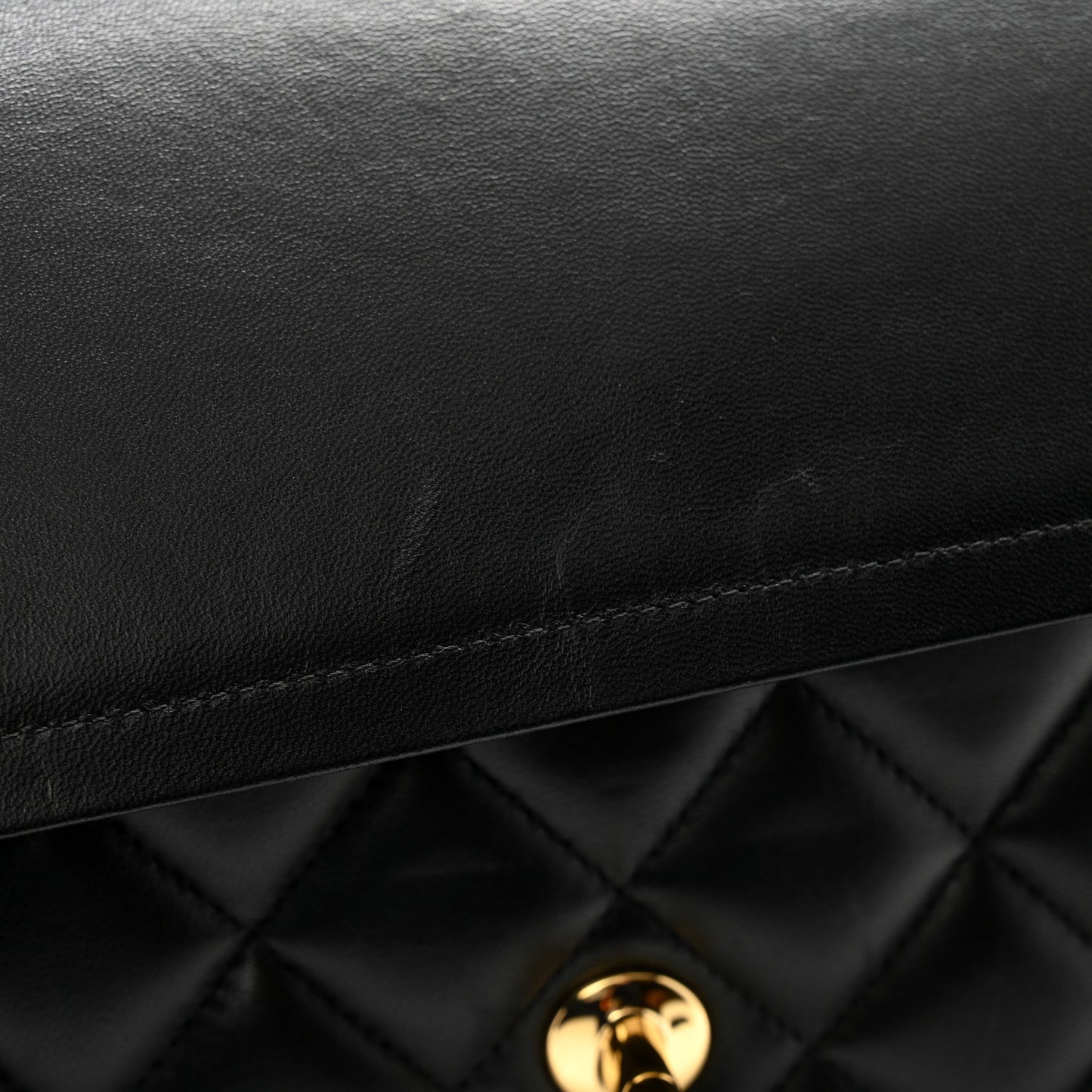 Lambskin Quilted Jumbo Double Flap Black