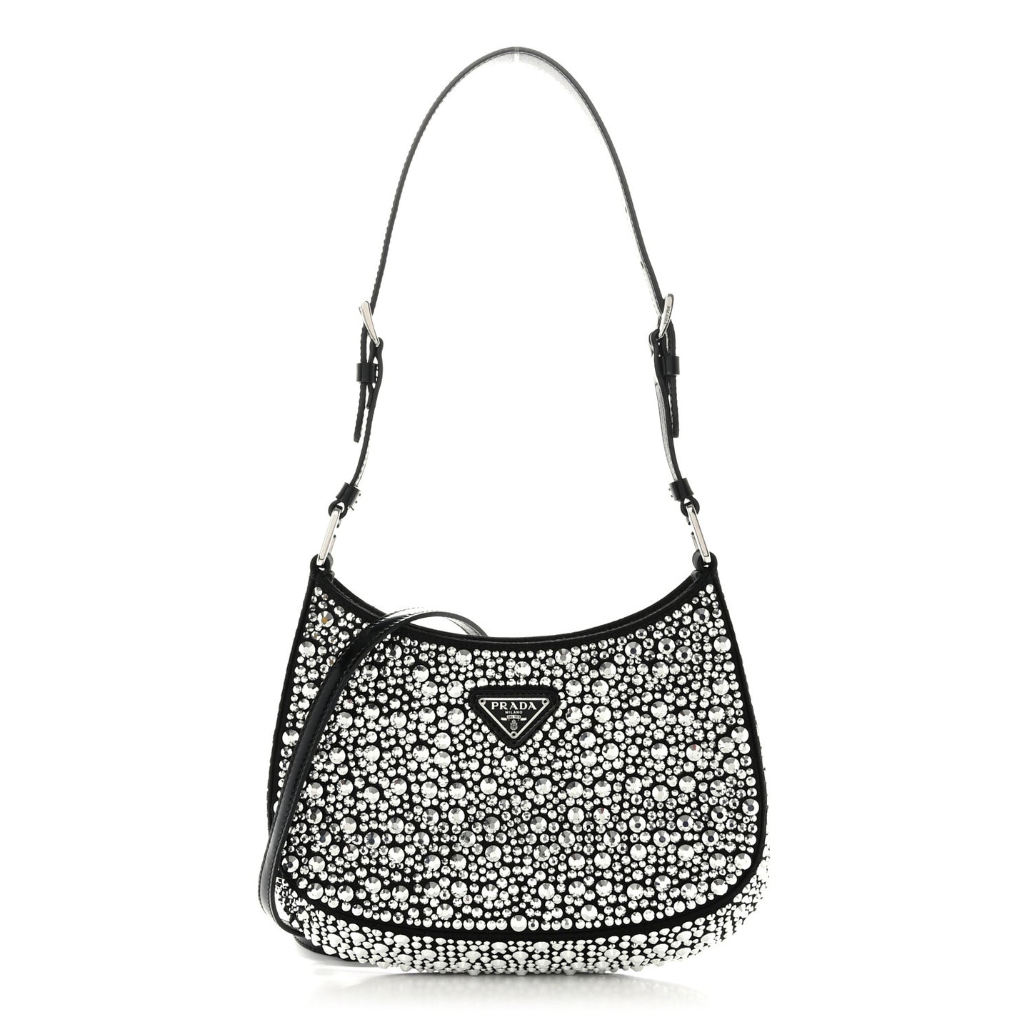 Satin Crystal Cleo Adjustable Strap Shoulder Bag Metal