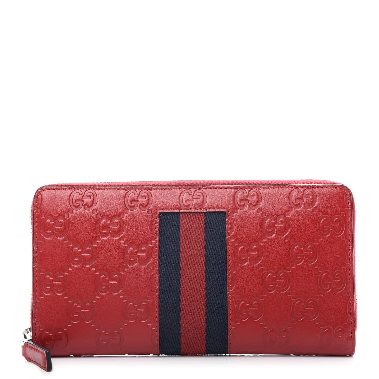 Guccissima Web Zip Around Wallet Red