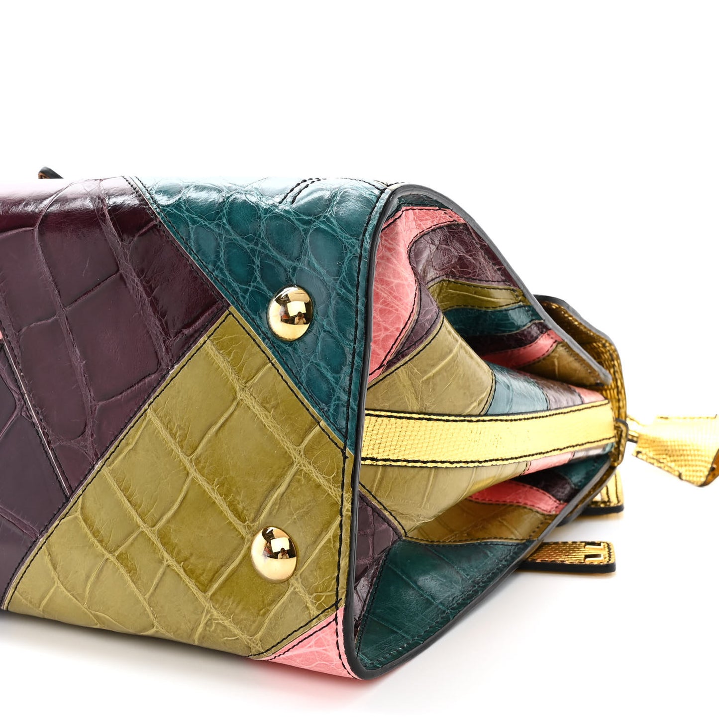 Patchwork Crocodile Dome Handbag Multicolor