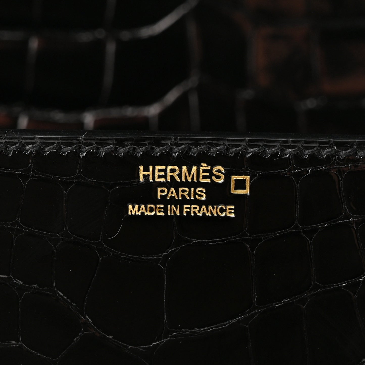 Shiny Alligator Cinhetic Boxy Top Handle Bag Black