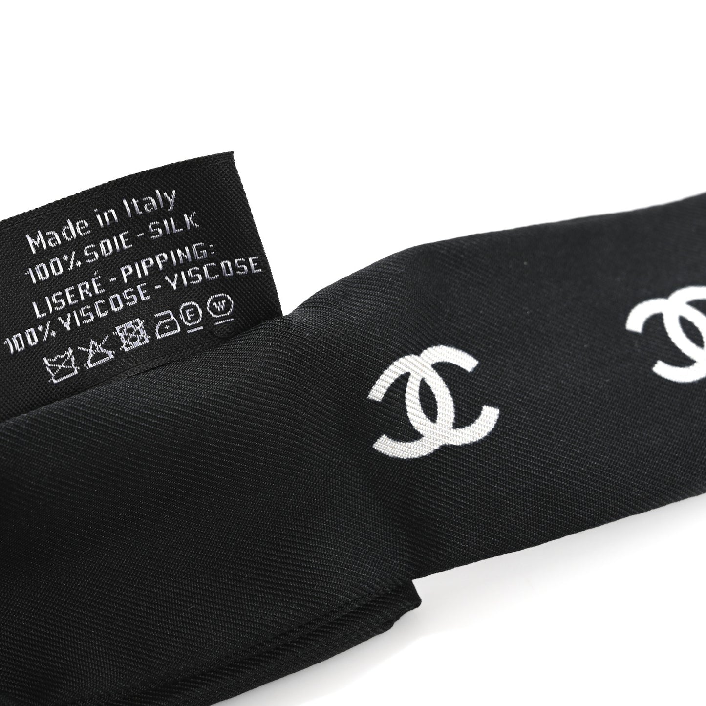 Silk CC Hair Tie Black Ecru