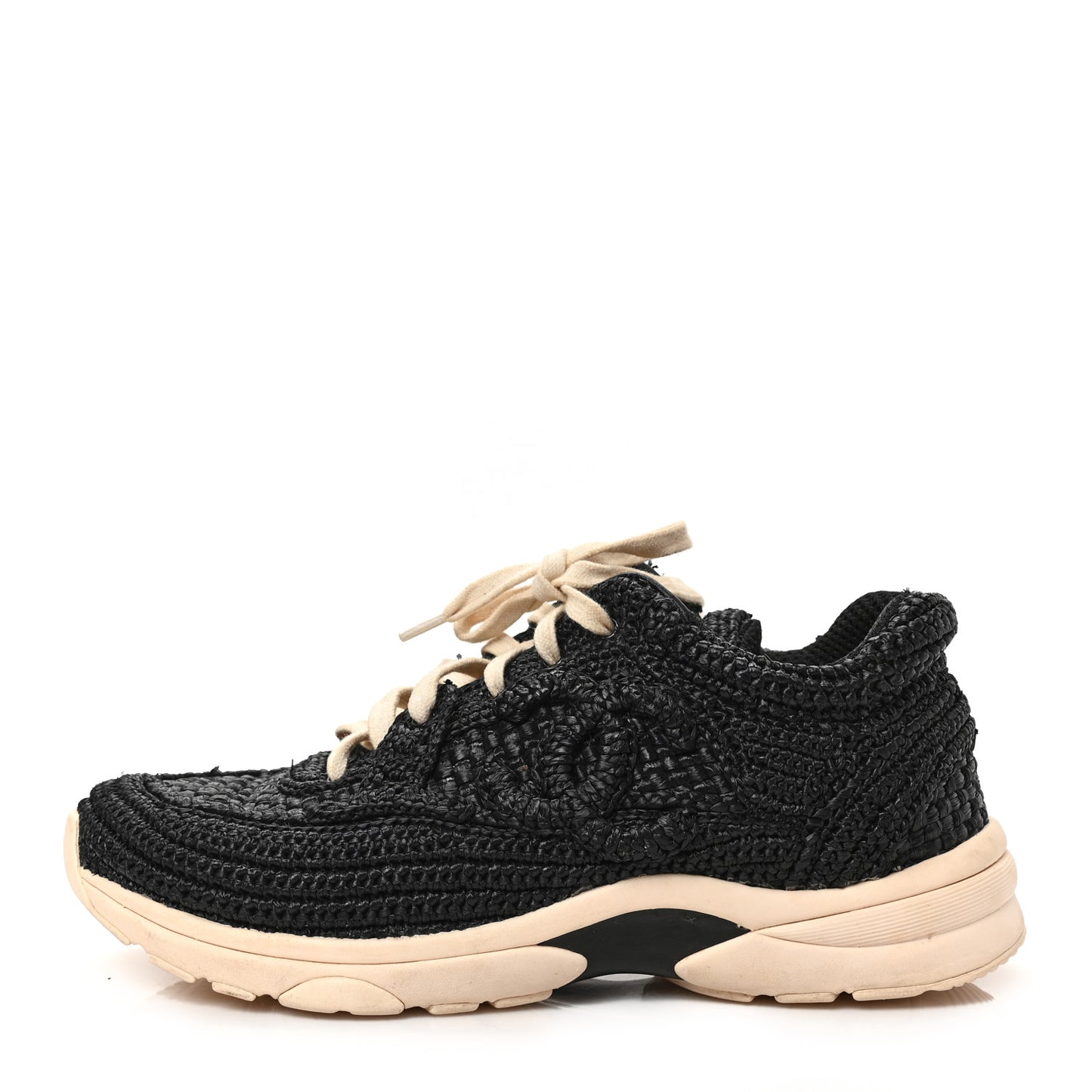 Braided Raffia Womens CC Sneakers 38 Black