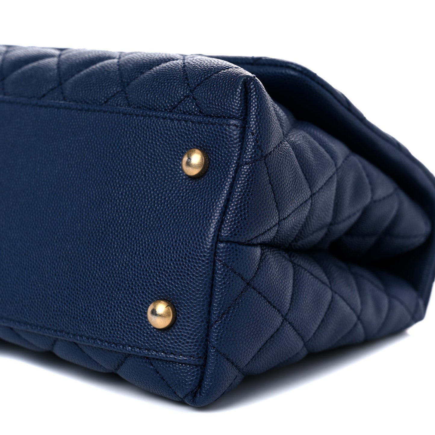 Caviar Lizard Embossed Quilted Small Coco Handle Flap Dark Blue