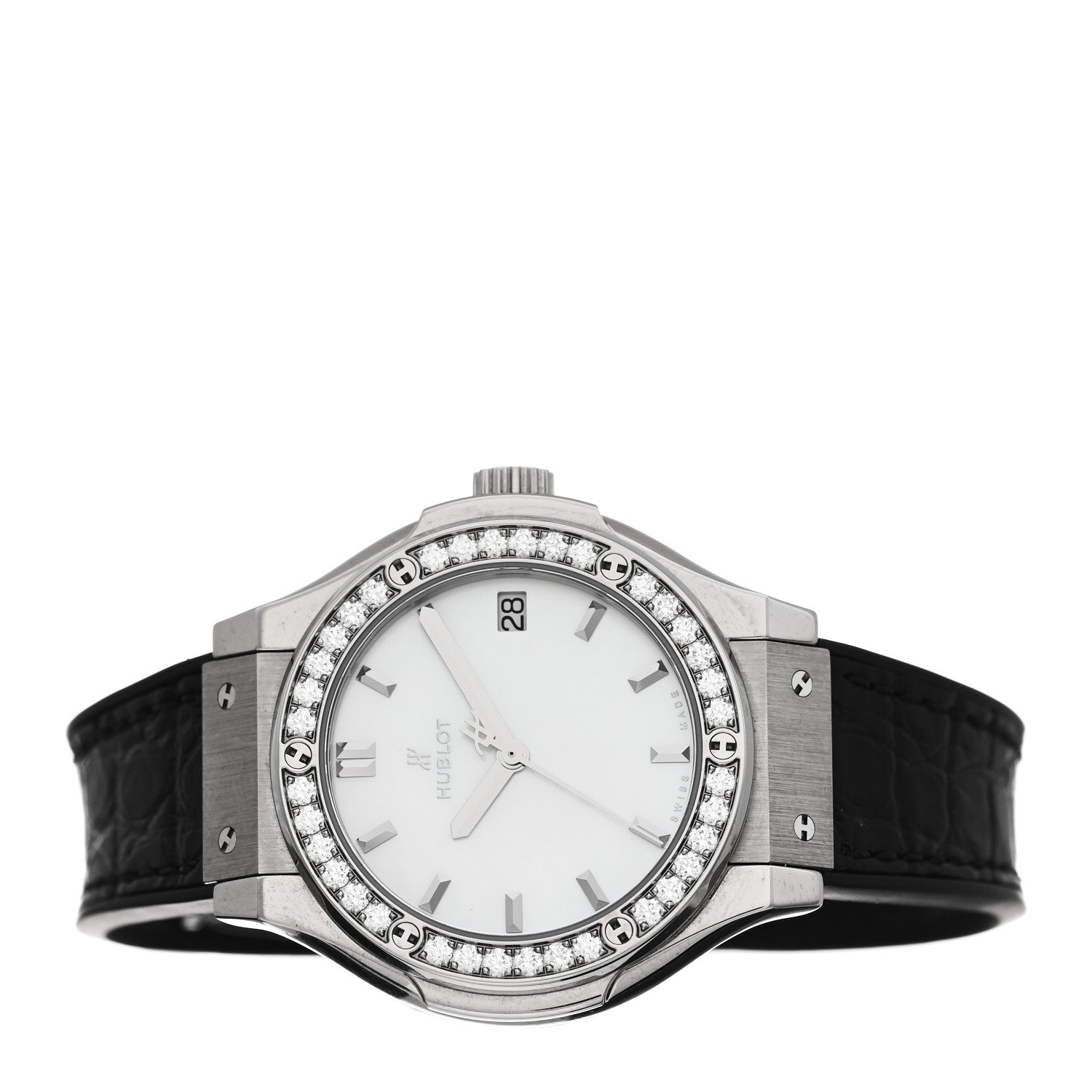 Hublot Titanium Alligator Diamond Bezel 33mm Classic Fusion Quartz Watch 581.NE.6070.LR.1204 2 of 5