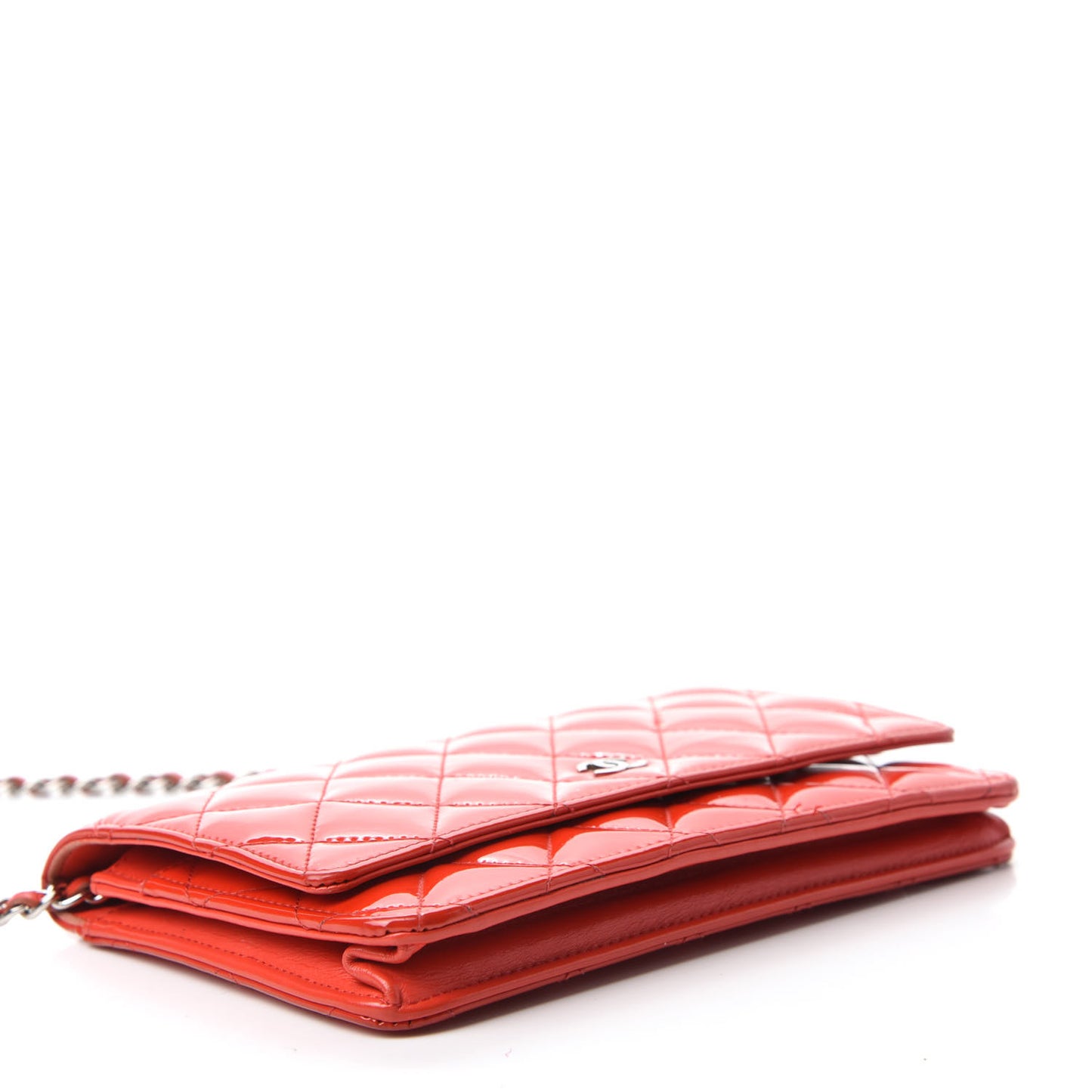 Patent Quilted Wallet On Chain WOC Red