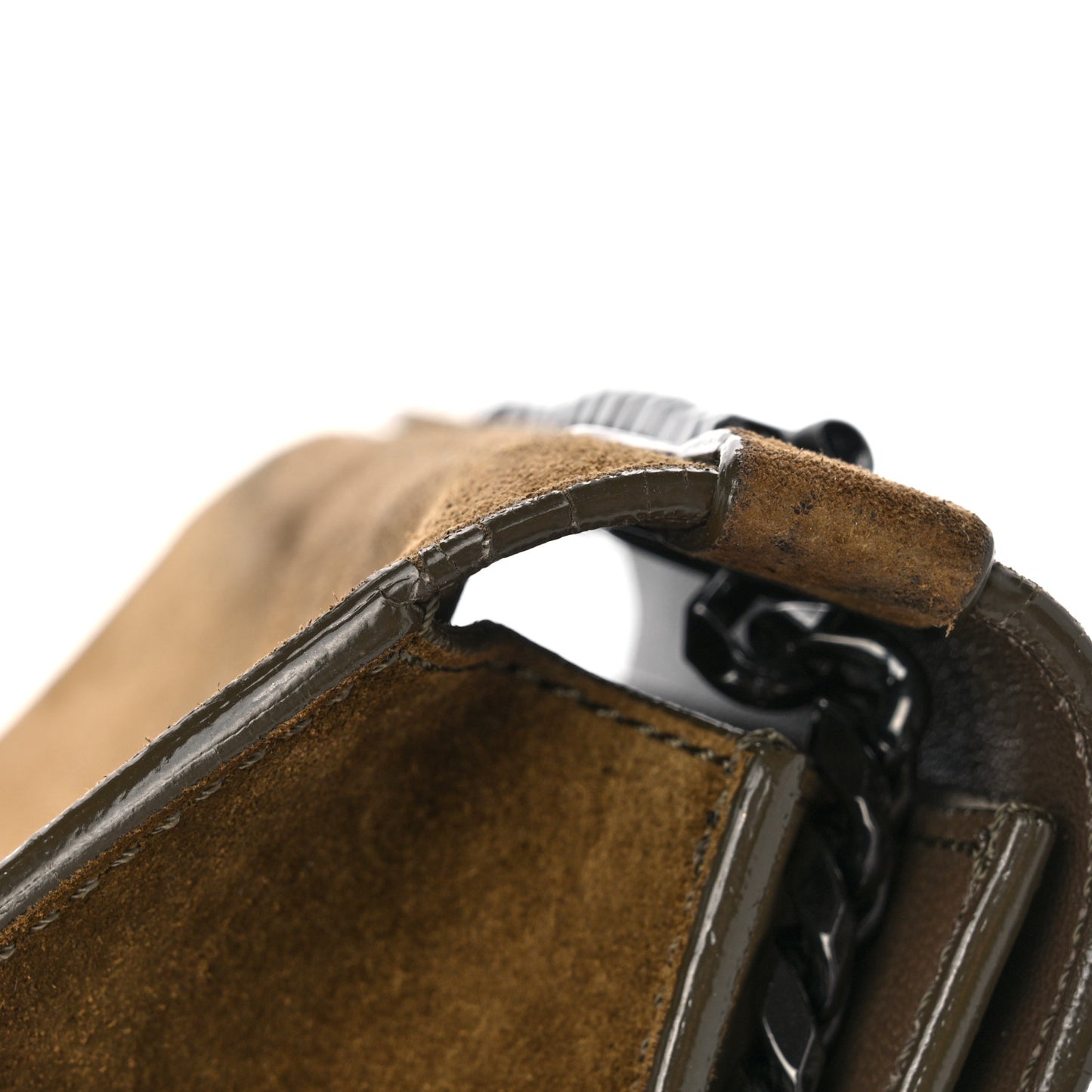 Suede Patent Mini Rebel Crossbody Brown