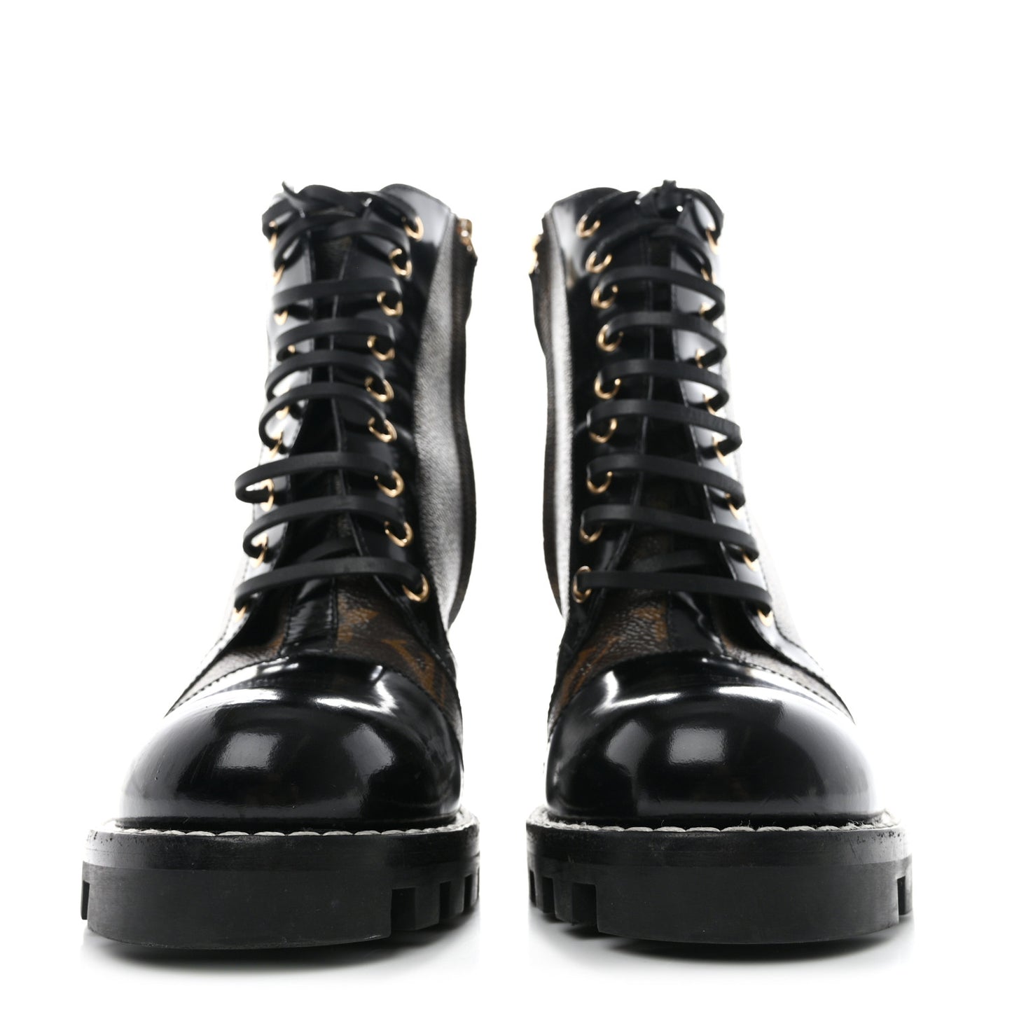 Patent Calfskin Monogram Star Trail Ankle Boots 39 Black