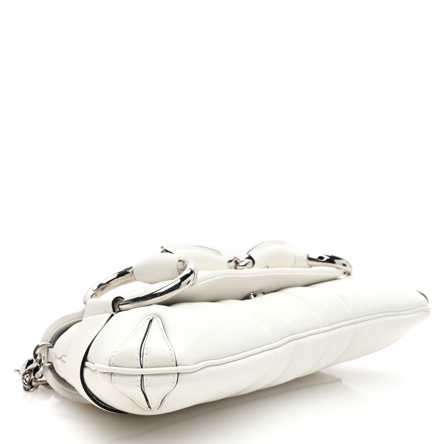 Nappa Vertical Matelasse Medium Maxi Horsebit Chain Shoulder Bag Mystic White