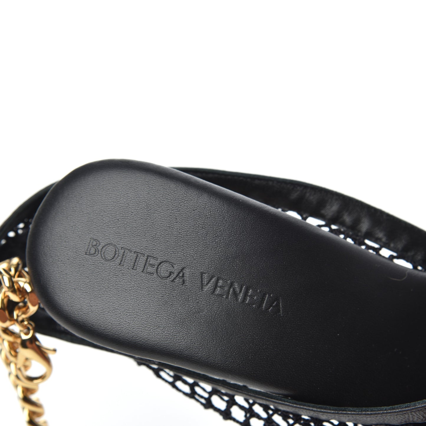 Mesh Nappa Chunky Chain Sandals 38 Black