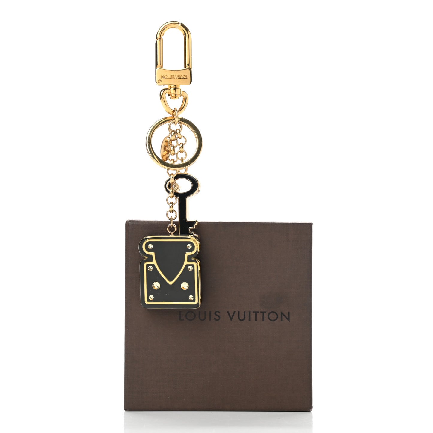 Acetate Lock Bag Charm Key Holder Gold Black