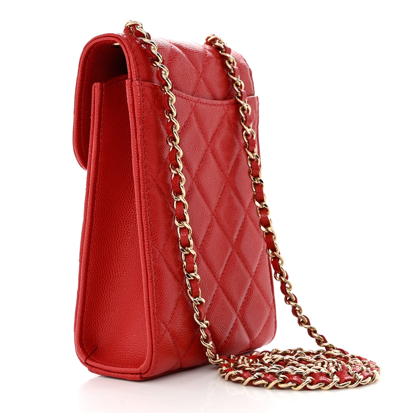Caviar Quilted Classic Phone Holder Red