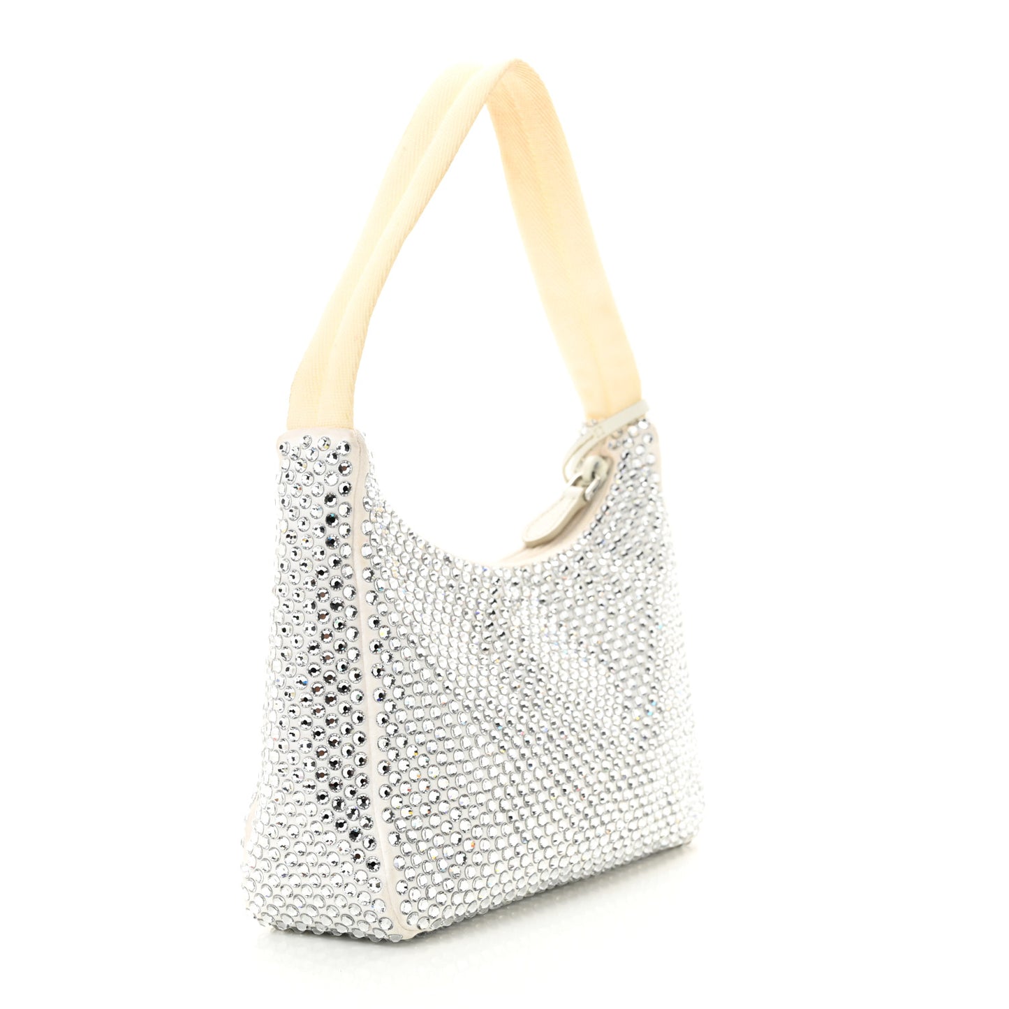 Satin Crystal Mini Re-Edition 2000 Bag White