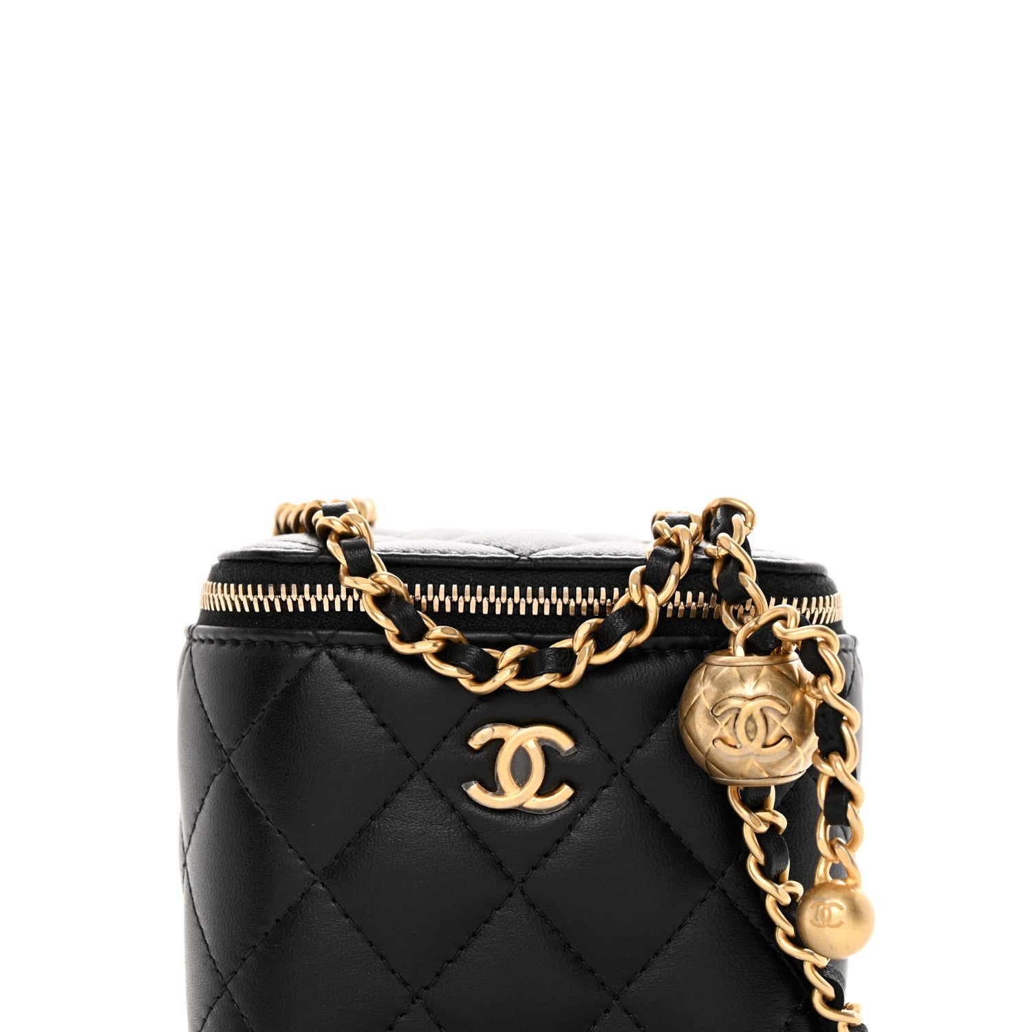Chanel Lambskin Quilted Mini Pearl Crush Vanity Case With Chain Black 8 of 12