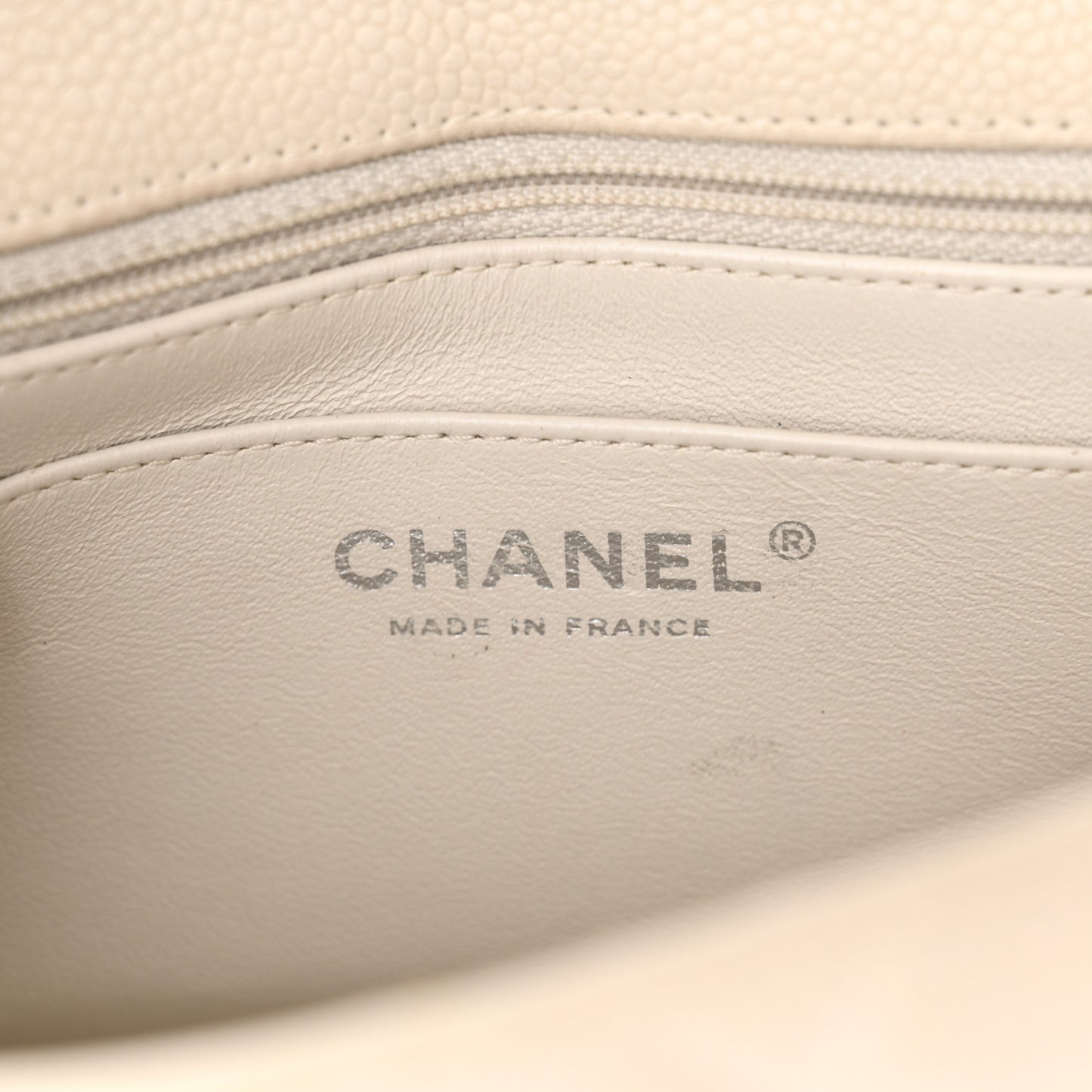 Caviar Quilted Mini Square Flap Dark White