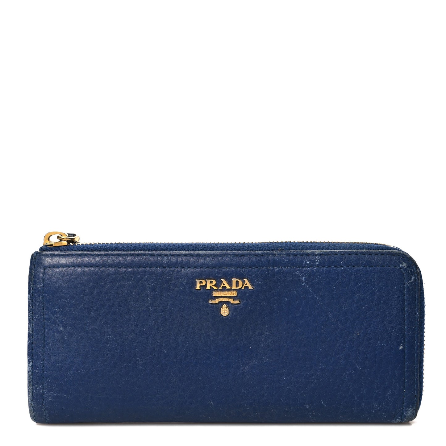 Vitello Daino Zip Around Wallet Navy
