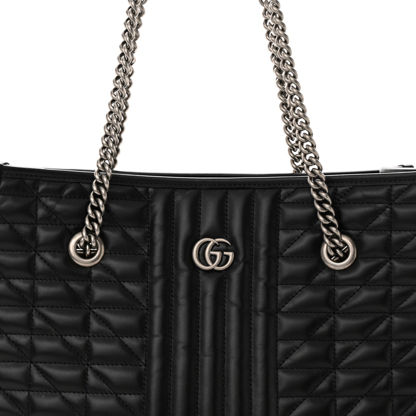 Calfskin Matelasse Aria Medium GG Marmont Shoulder Tote Black