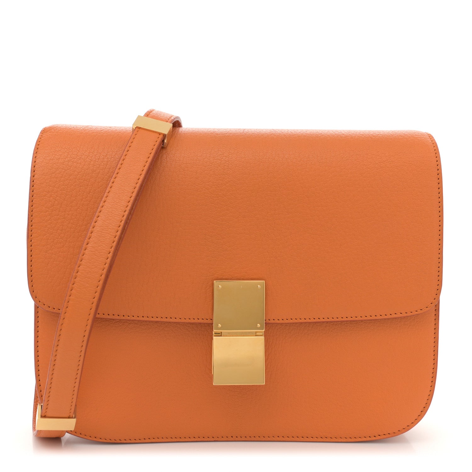 Celine Goatskin Medium Classic Box Flap Bag Orange 1 of 14