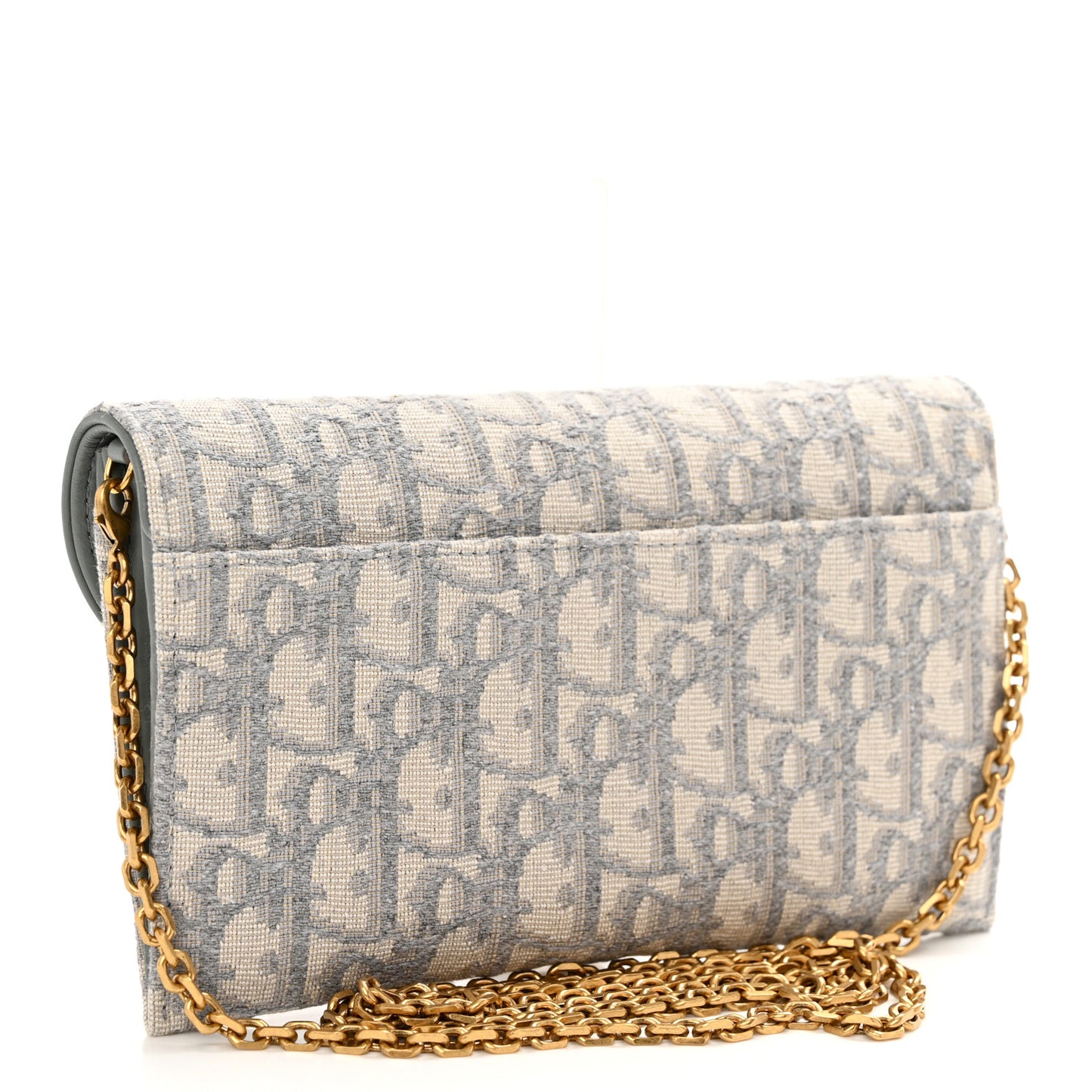 Oblique Saddle Chain Long Wallet Grey