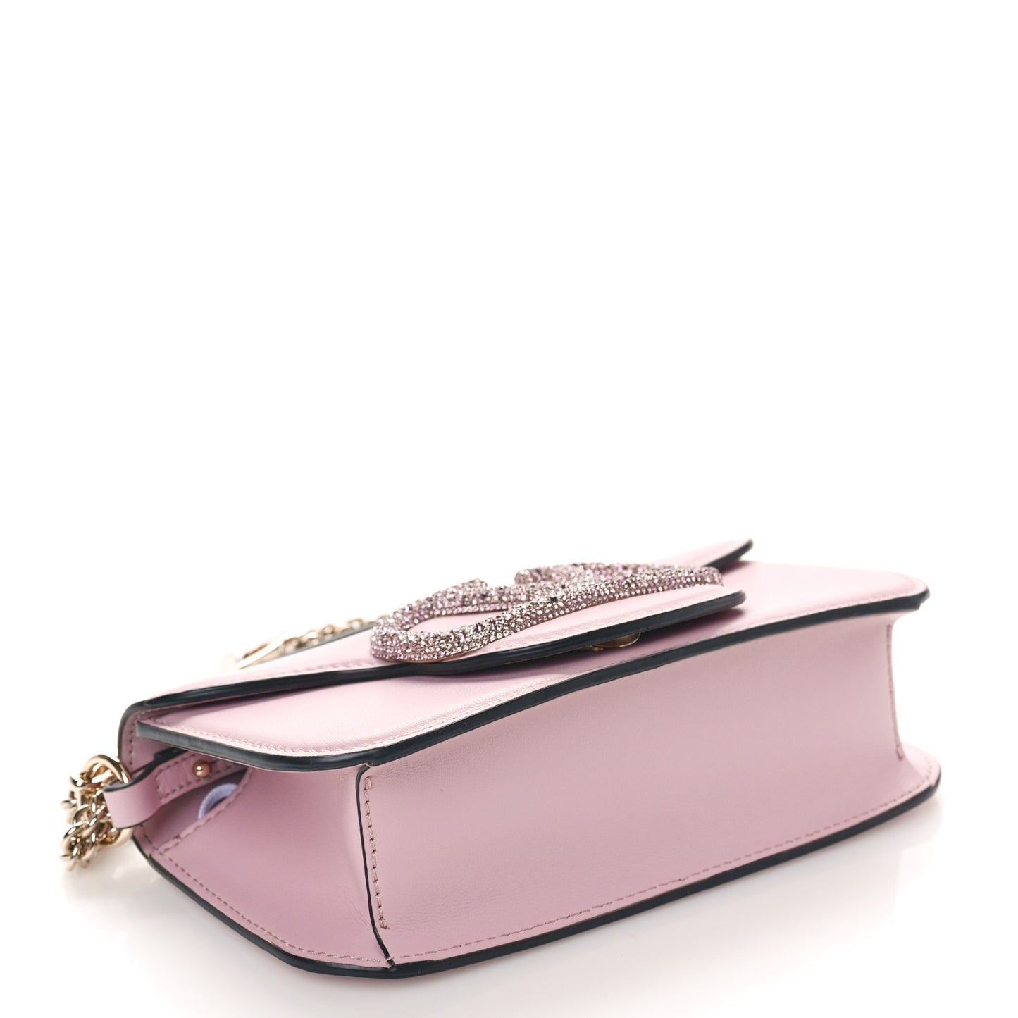 Calfskin Crystal Vlogo Small Loco Shoulder Bag Rose Cannelle