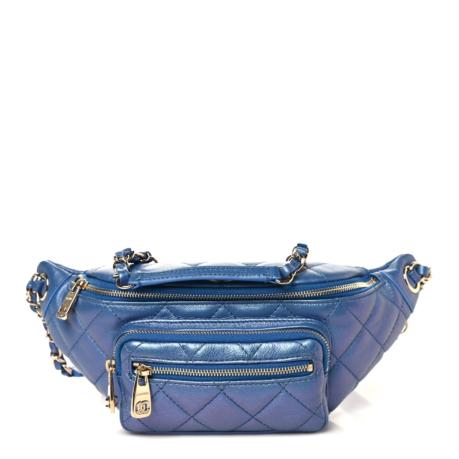 Chanel Iridescent Calfskin Quilted All About Waist Belt Bag Dark
