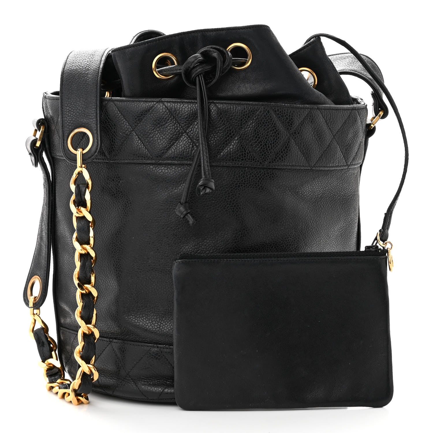 Chanel Caviar Drawstring Bucket Shoulder Bag Black 3 of 14