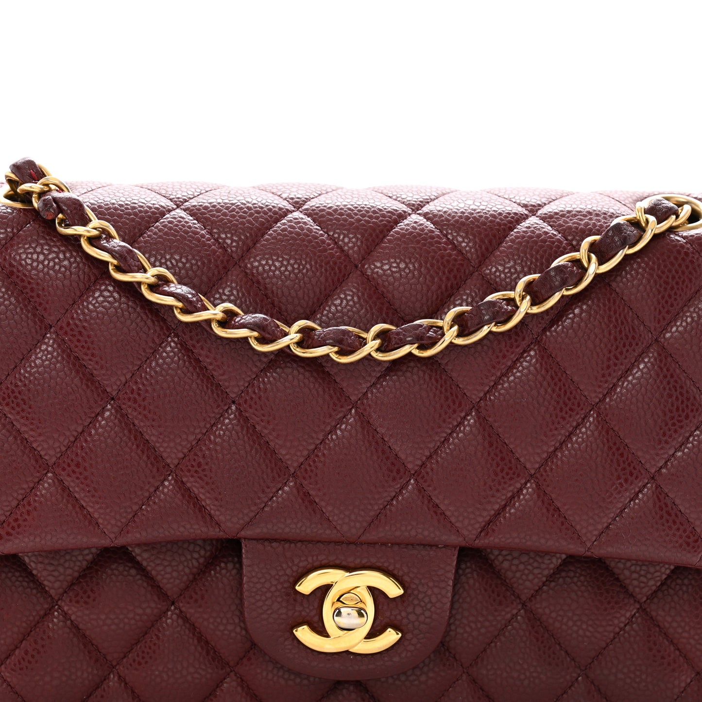 Caviar Quilted Medium Double Flap Burgundy